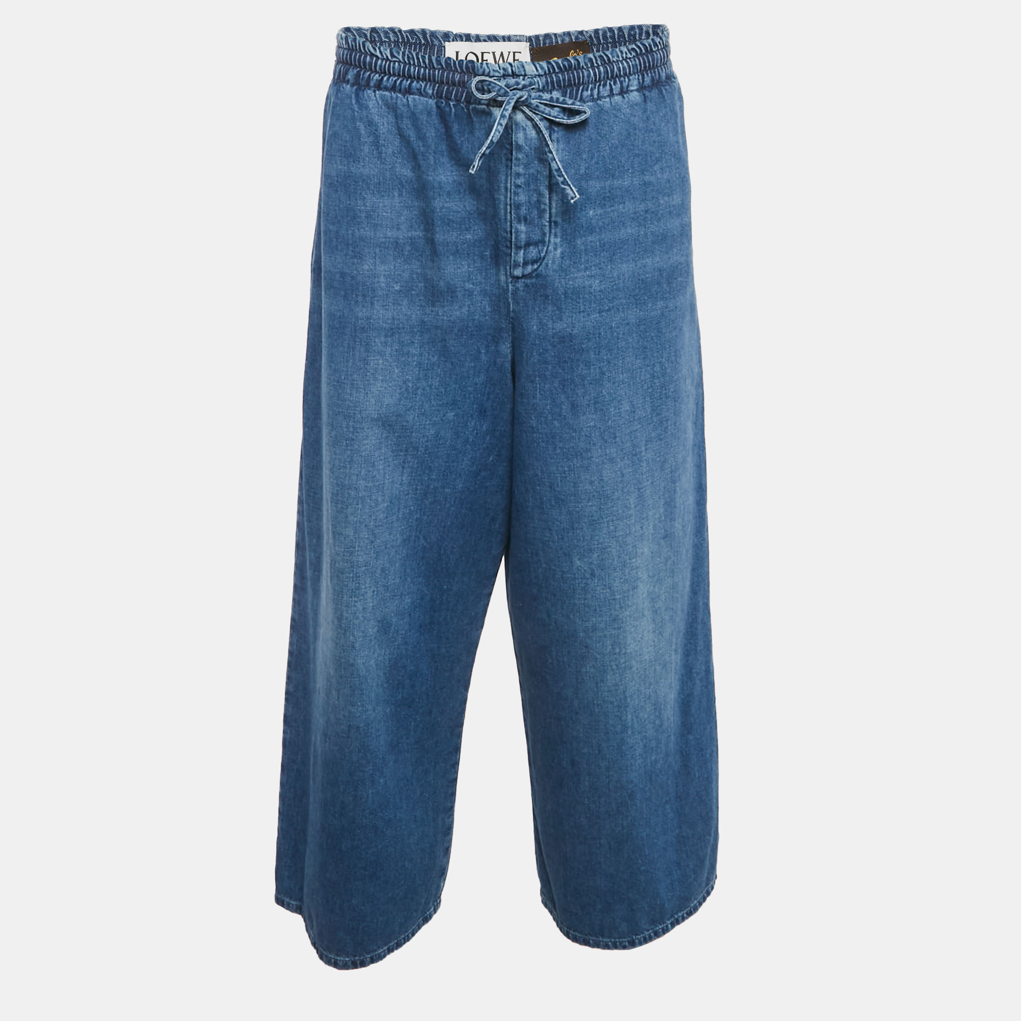 

Loewe x Paula's Ibiza Blue Denim Cropped Wide-Leg Pants S