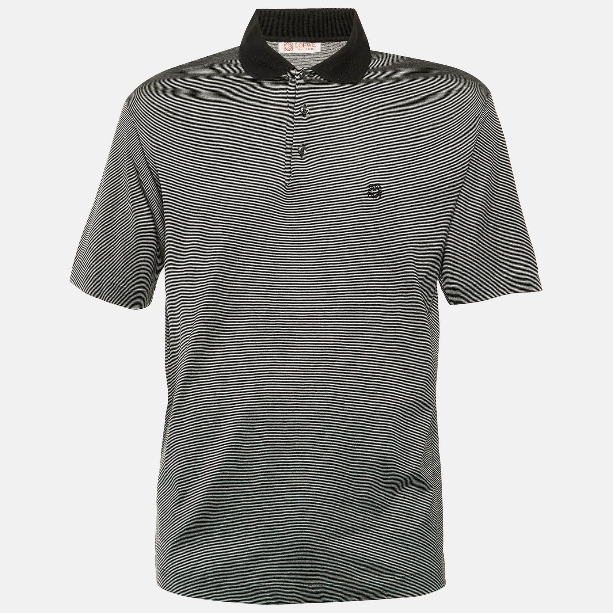 

Loewe Vintage Black Striped Cotton Polo T-Shirt M