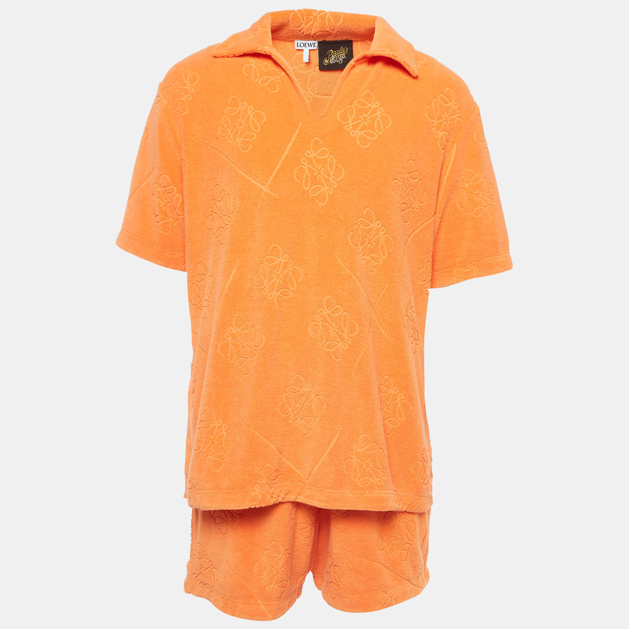 

Loewe X Paula Ibiza Orange Anagram Terry Cotton Shirt & Shorts Set