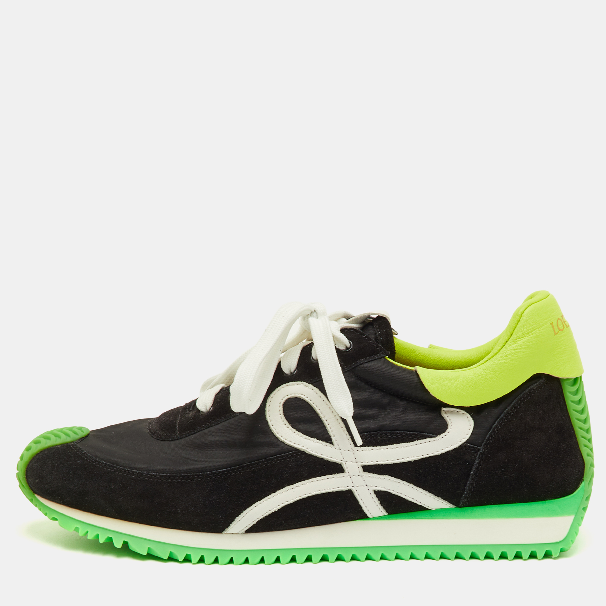 

Loewe Flow Neon Size  Black/White Nylon and Suede Runner Sneakers