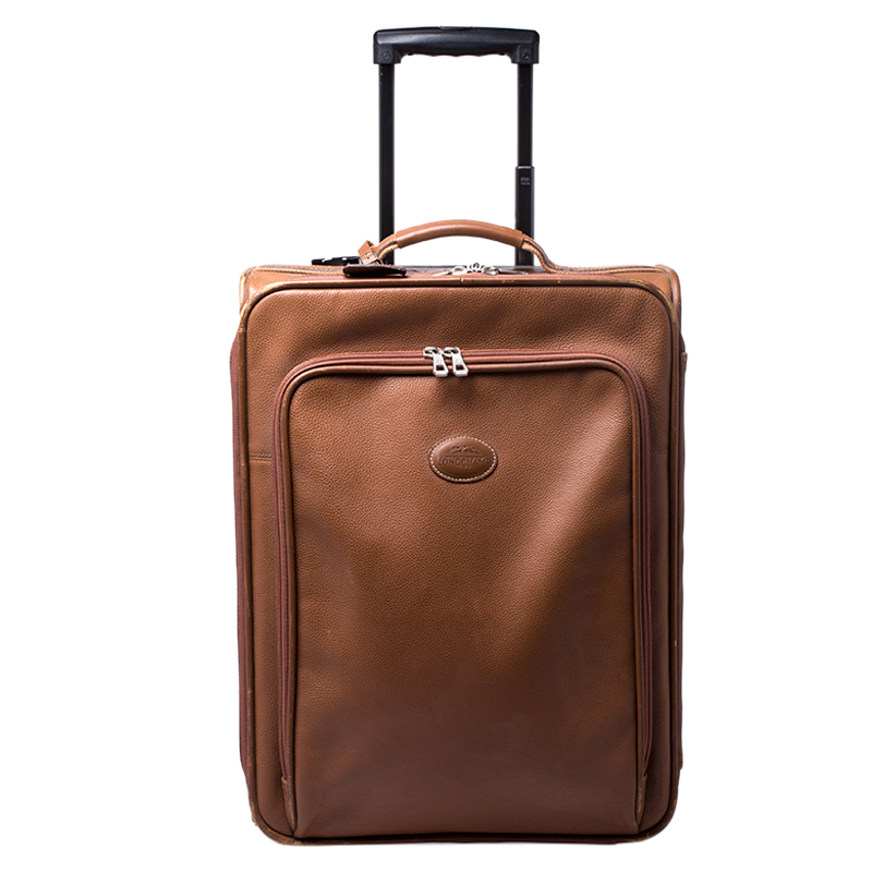 Longchamp Brown Leather Small Wheeled Luggage Longchamp | TLC