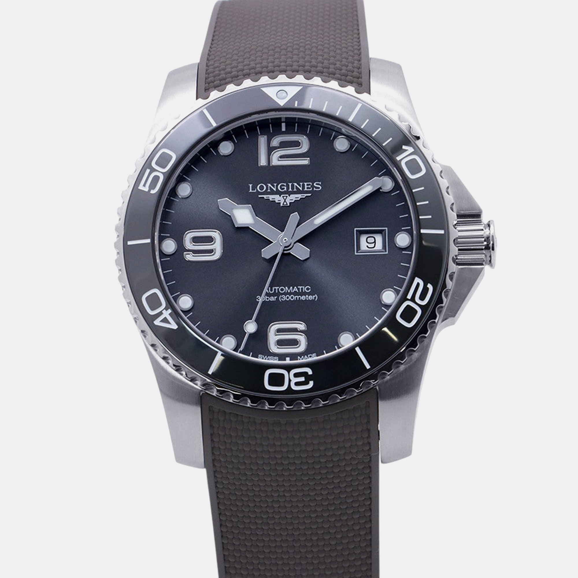 Pre-owned Longines Hydroconquest L3.781.4.76.9 Grey Stainless Steel Automatic Men's Watches 41mm In Gray