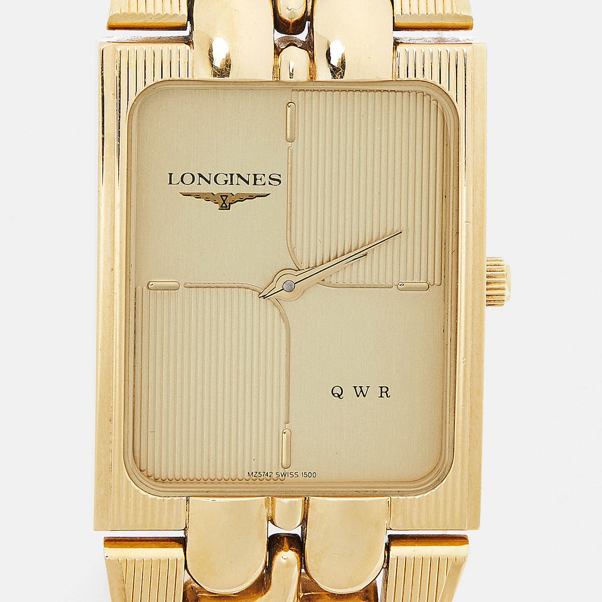 Longines Champagne Gold Plated Stainless Steel Vintage QWR 5742 Men`s Wristwatch 24 mm 