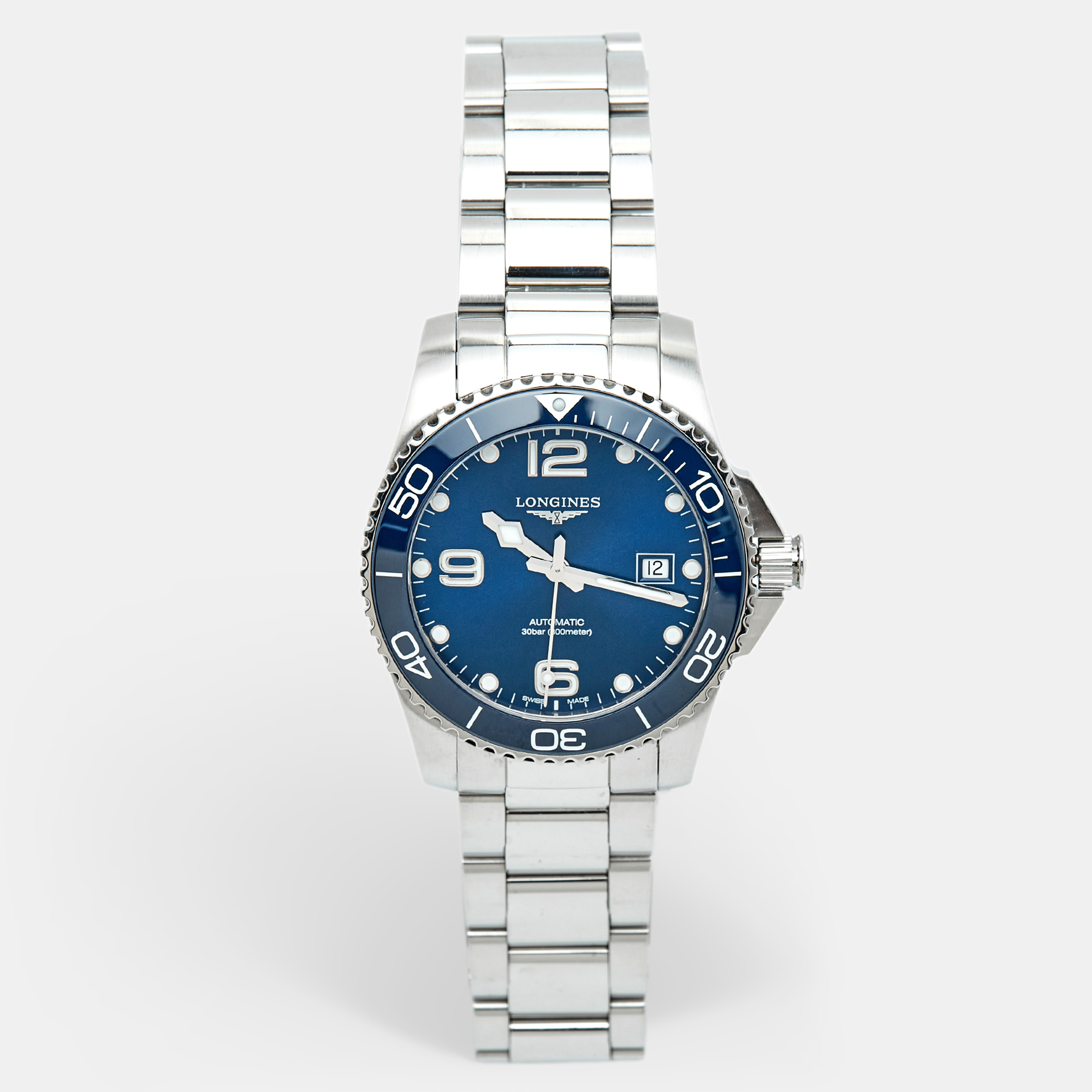 

Longines Blue Ceramic Stainless Steel HydroConquest L3.781.4.96.6 Men's Wristwatch, Silver