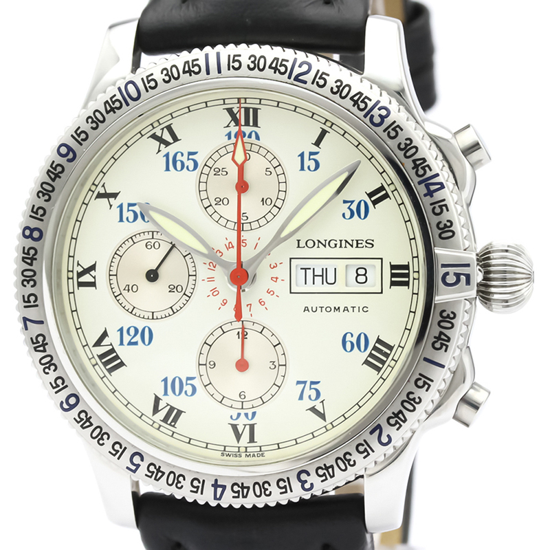 

Longines White Stainless Steel Lindbergh Chronograph L2.618.4 Men's Wristwatch