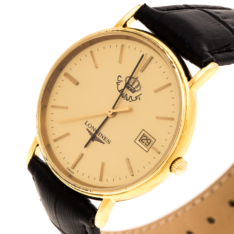 

Longines Yellow Gold Plated La Grande Al Hussein Bin Talal Edition L4.636.2 Men's Wristwatch, Black