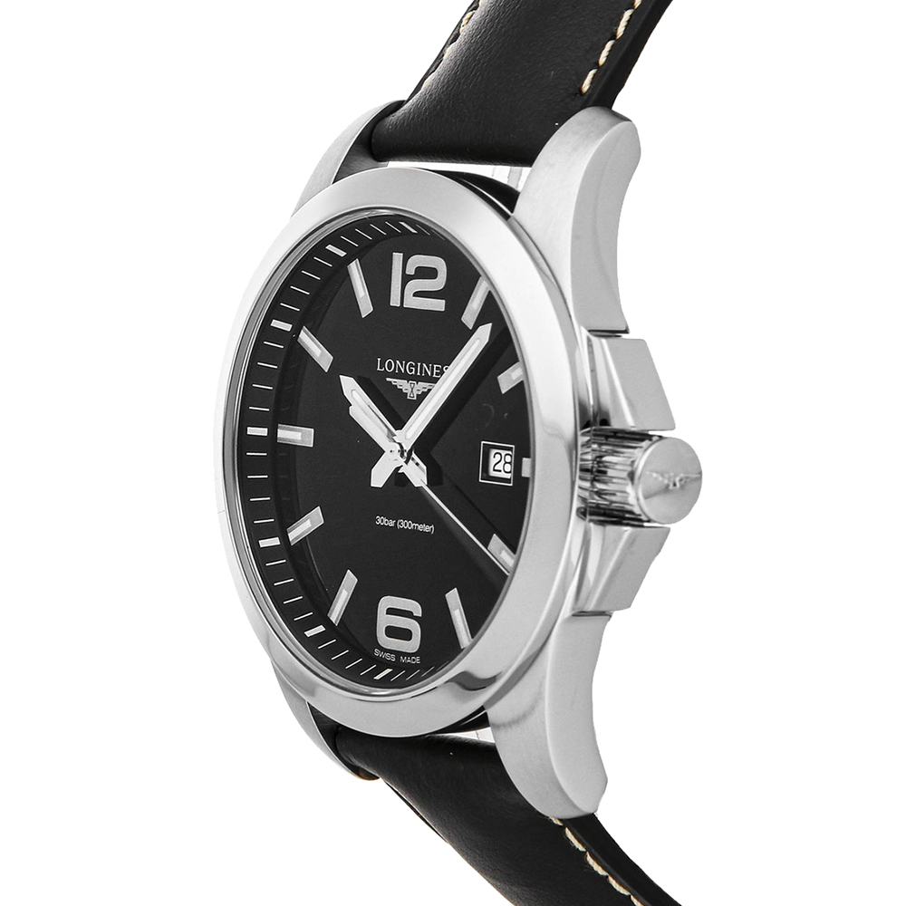 

Longines Black Stainless Steel Conquest L3.760.4.56.3 Men's Wristwatch