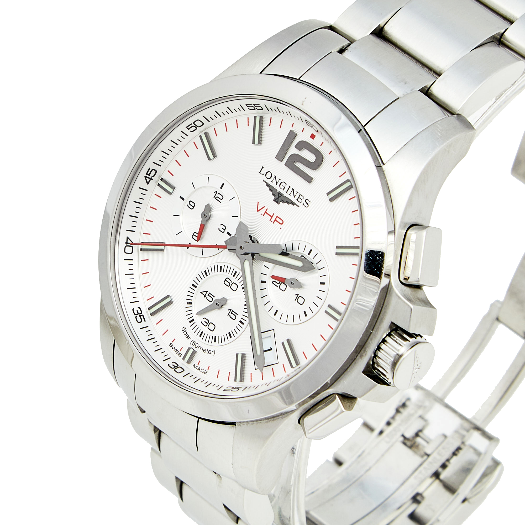 

Longines White Stainless Steel Conquest V.H.P L37174766 Men's Wristwatch