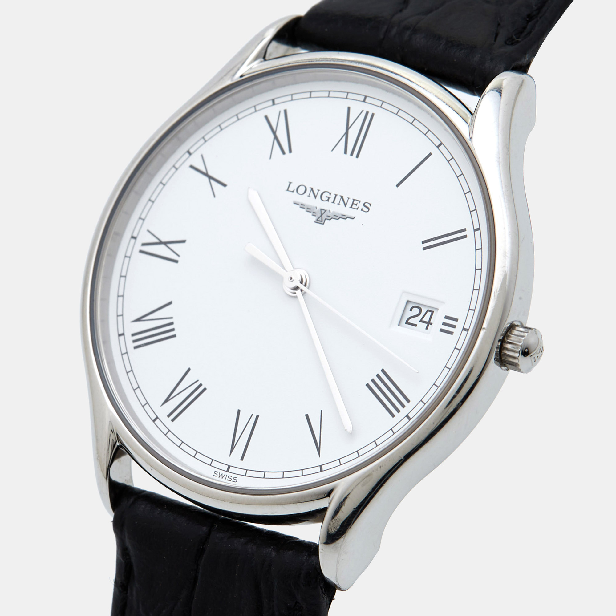 

Longines White Stainless Steel Leather Lyre L4.759.4.11.2 Men's Wristwatch