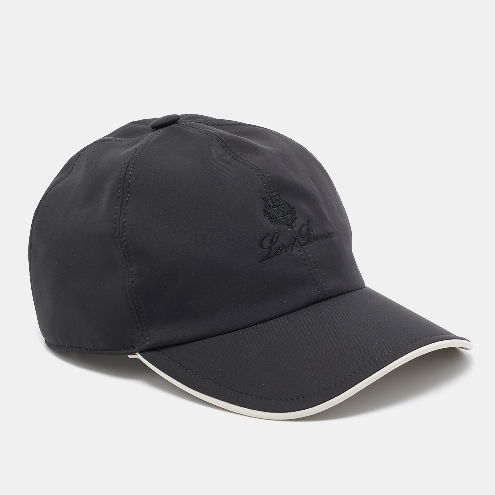 

Loro Piana Dark Grey Satin Logo Baseball Cap