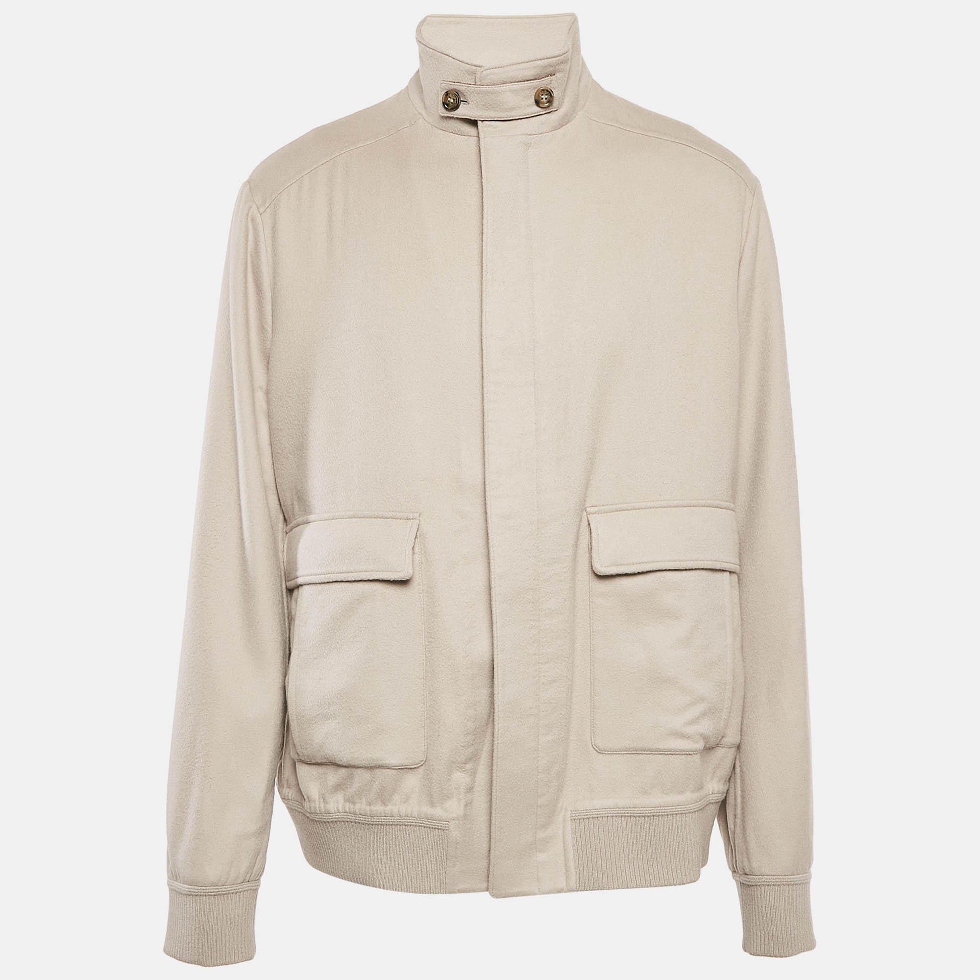 

Loro Piana Beige Cashmere Zip-Up Rain System Jacket XXXL