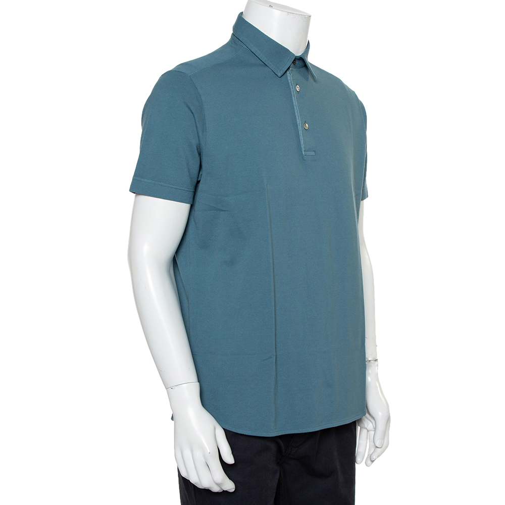 

Loro Piana Blue Stretch Cotton Polo T-Shirt L