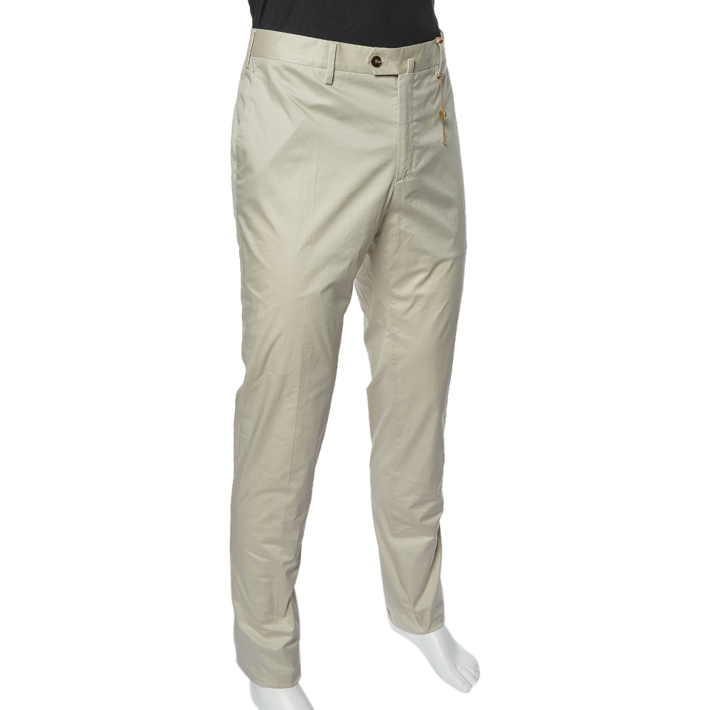 

Loro Piana Beige Cotton Slim Fit Trousers