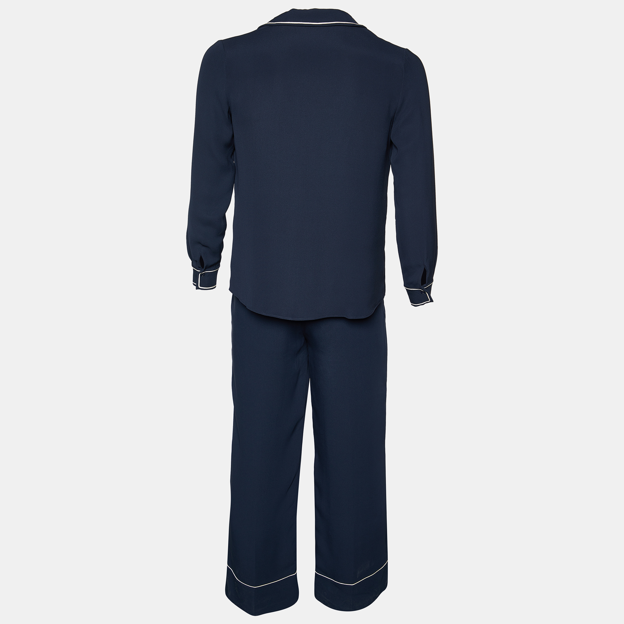 

Loro Piana Navy Blue Matt Silk Dyonne Shirt & Pants Loungewear