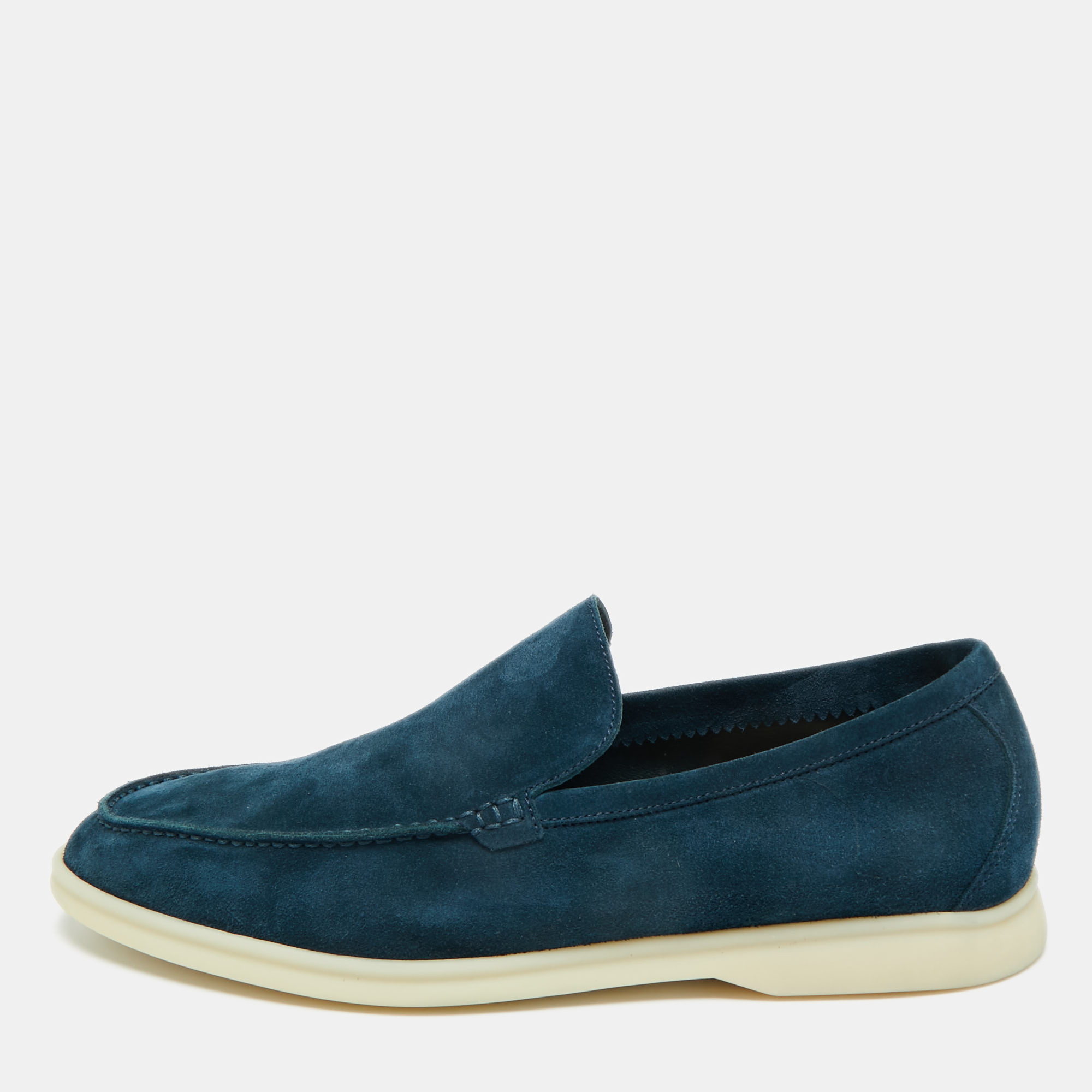 

Loro Piana Dark Blue Suede Summer Walk Loafers Size