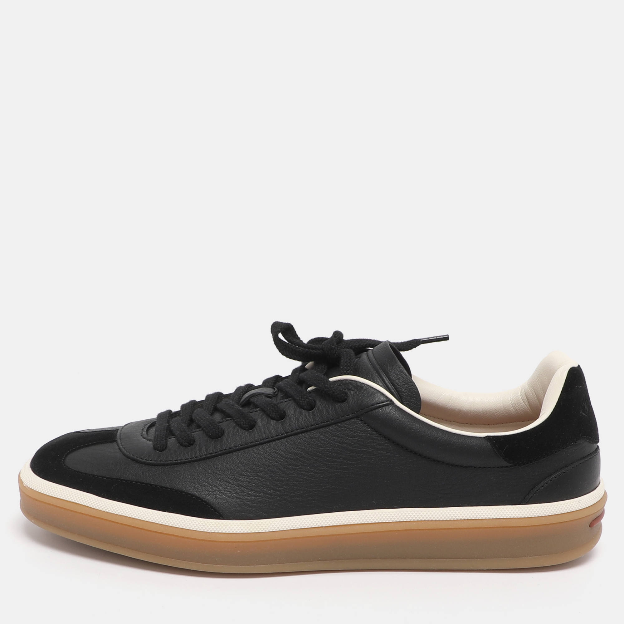

Loro Piana Tennis Walk Size  Black Leather and Suede Low Top Sneakers