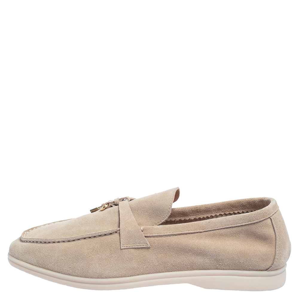 

Loro Piana Beige Suede Summer Charms Walk Slip On Loafers Size
