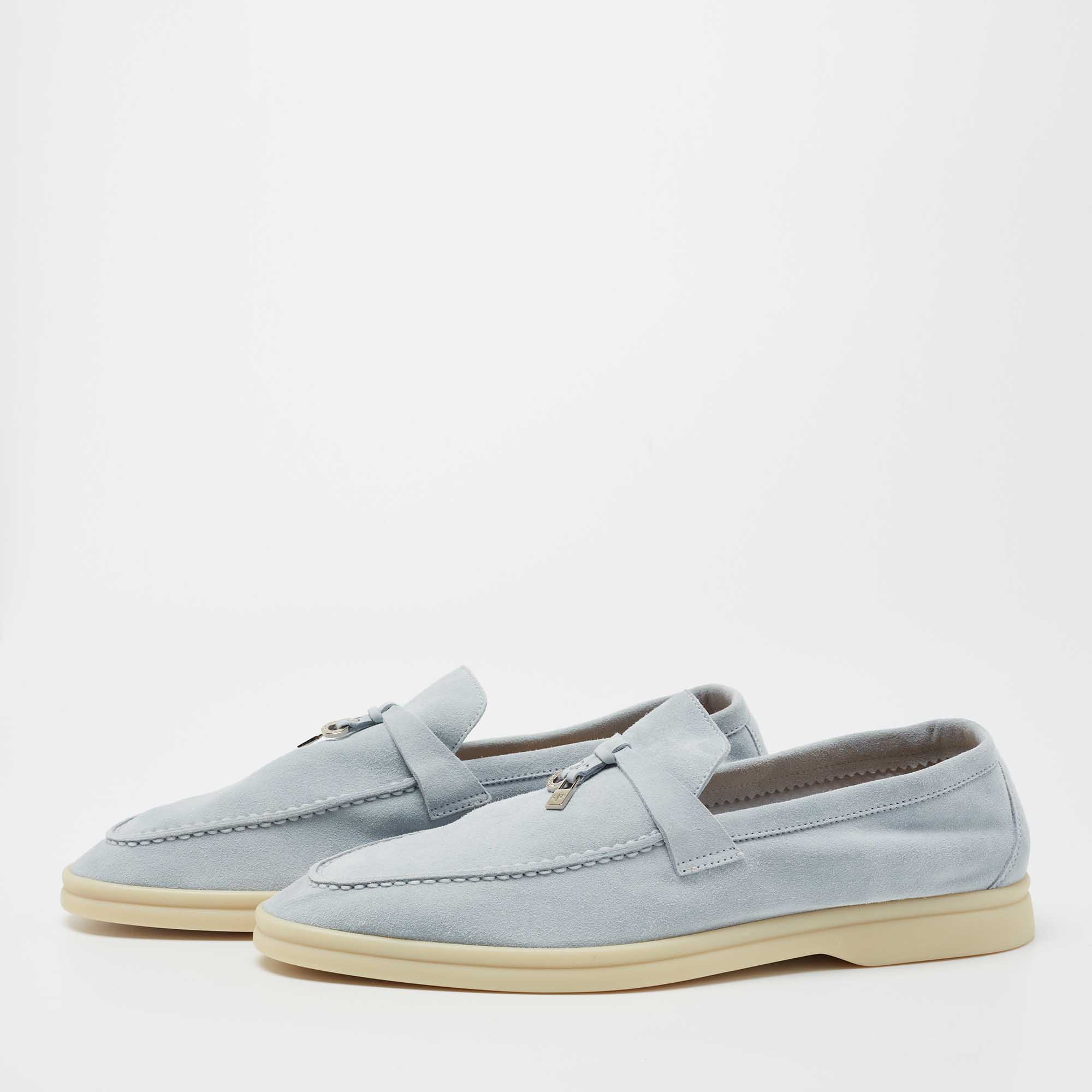 

Loro Piana Blue Suede Summer Charms Walk Loafers Size