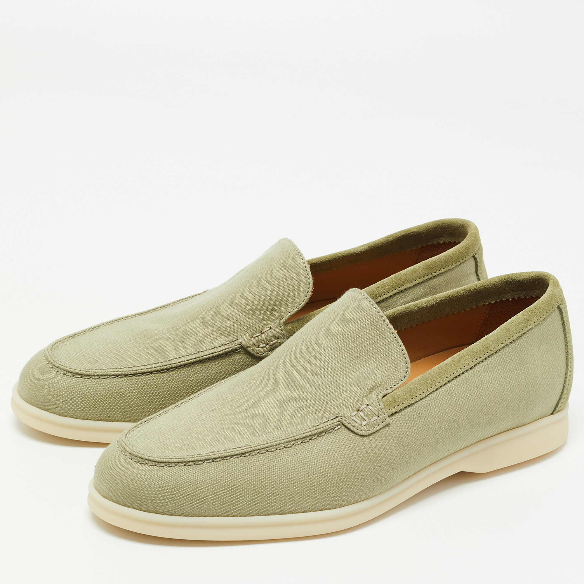 

Loro Piana Green Suede and Fabric Summer Walk Loafers Size
