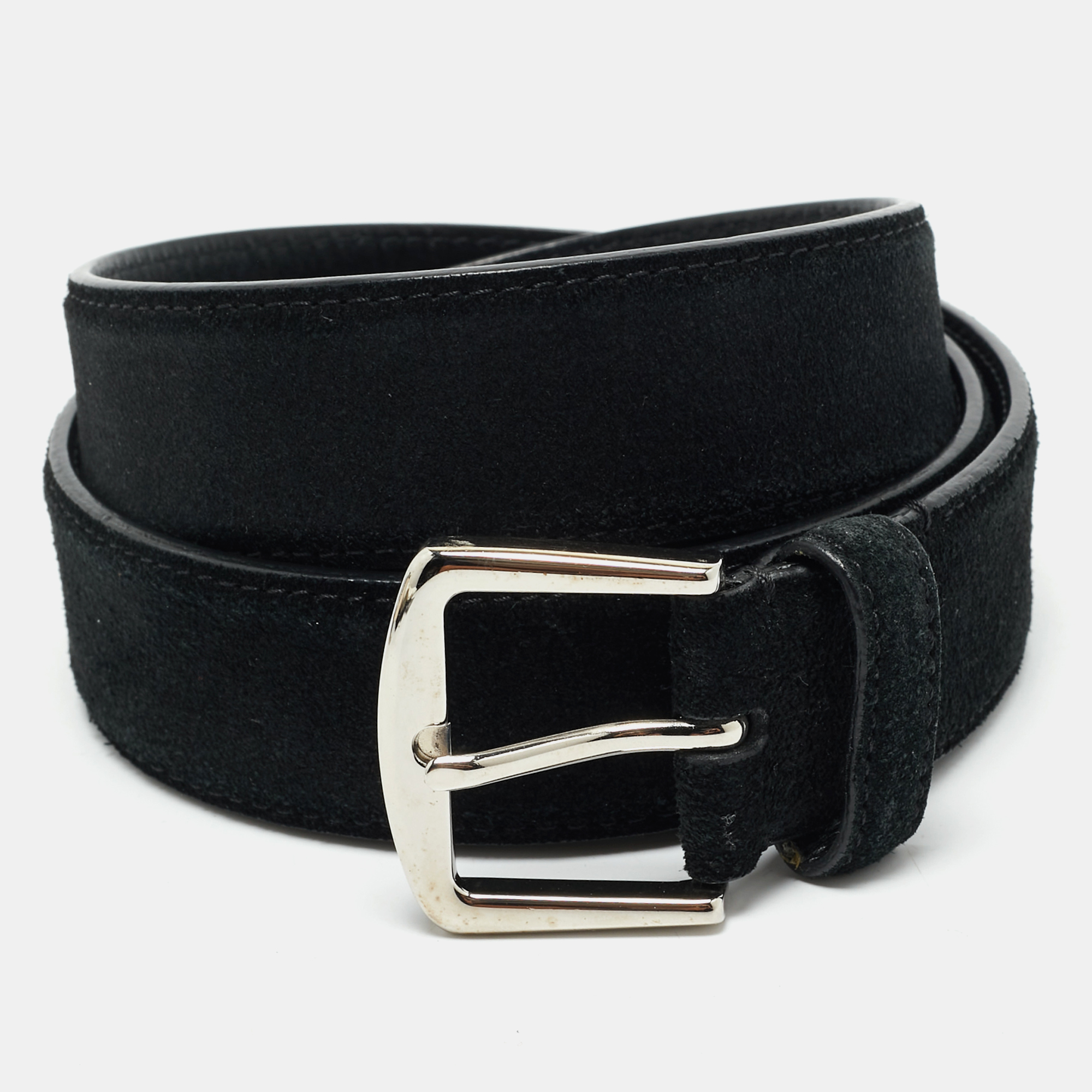 

Loro Piana Black Suede Buckle Belt