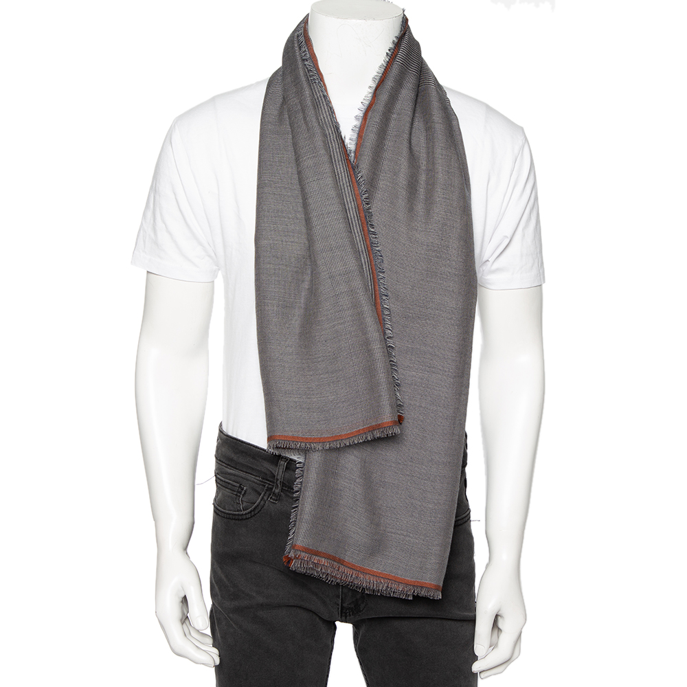 

Loro Piana Grey Cashmere & Cotton Blend Gauze Scarf