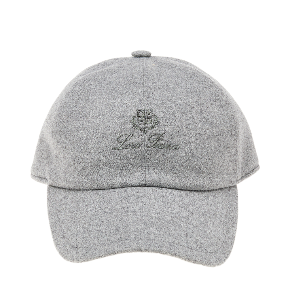 

Loro Piana Grey Logo Embroidered Cashmere Baseball Cap