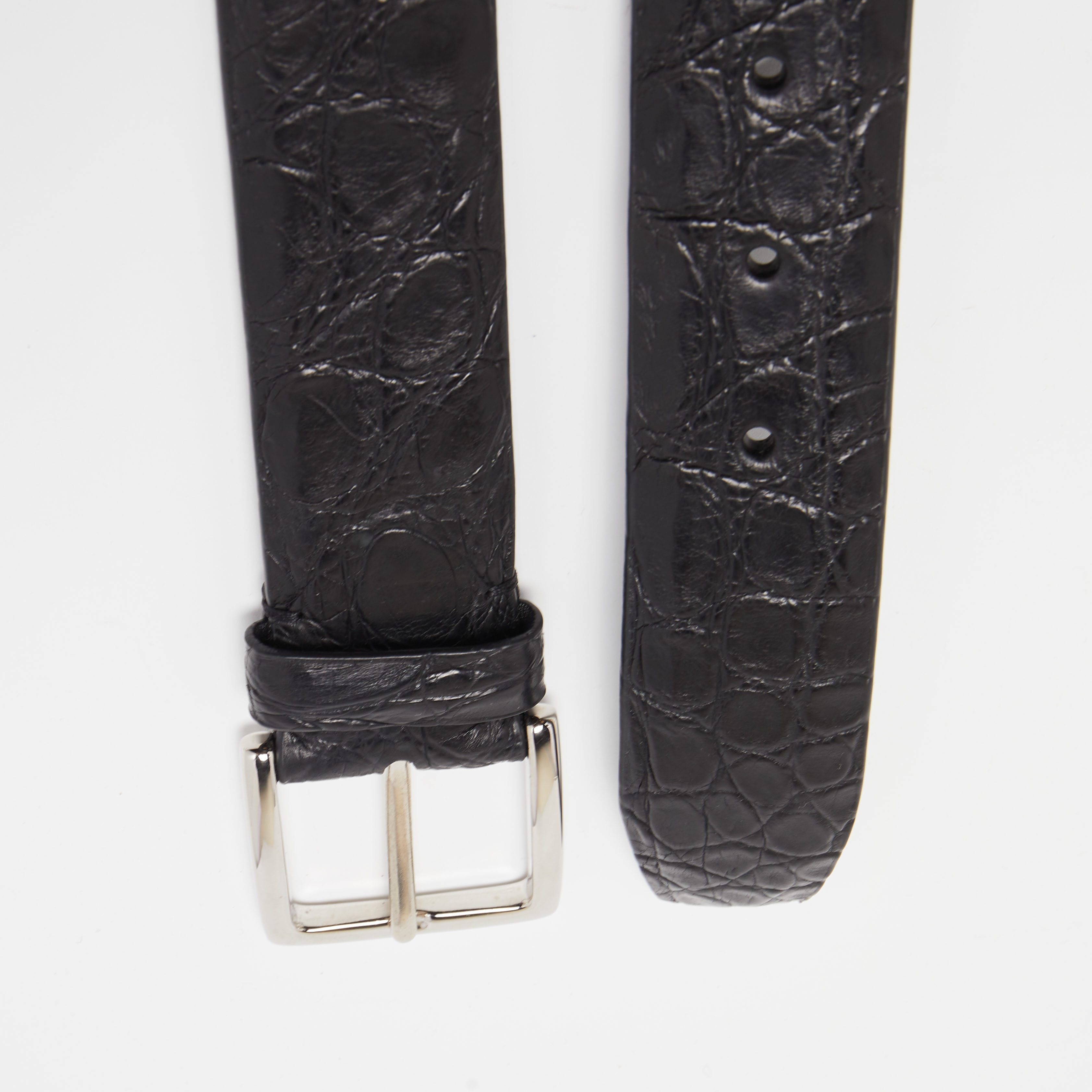 

Loro Piana Black Alligator Buckle Belt