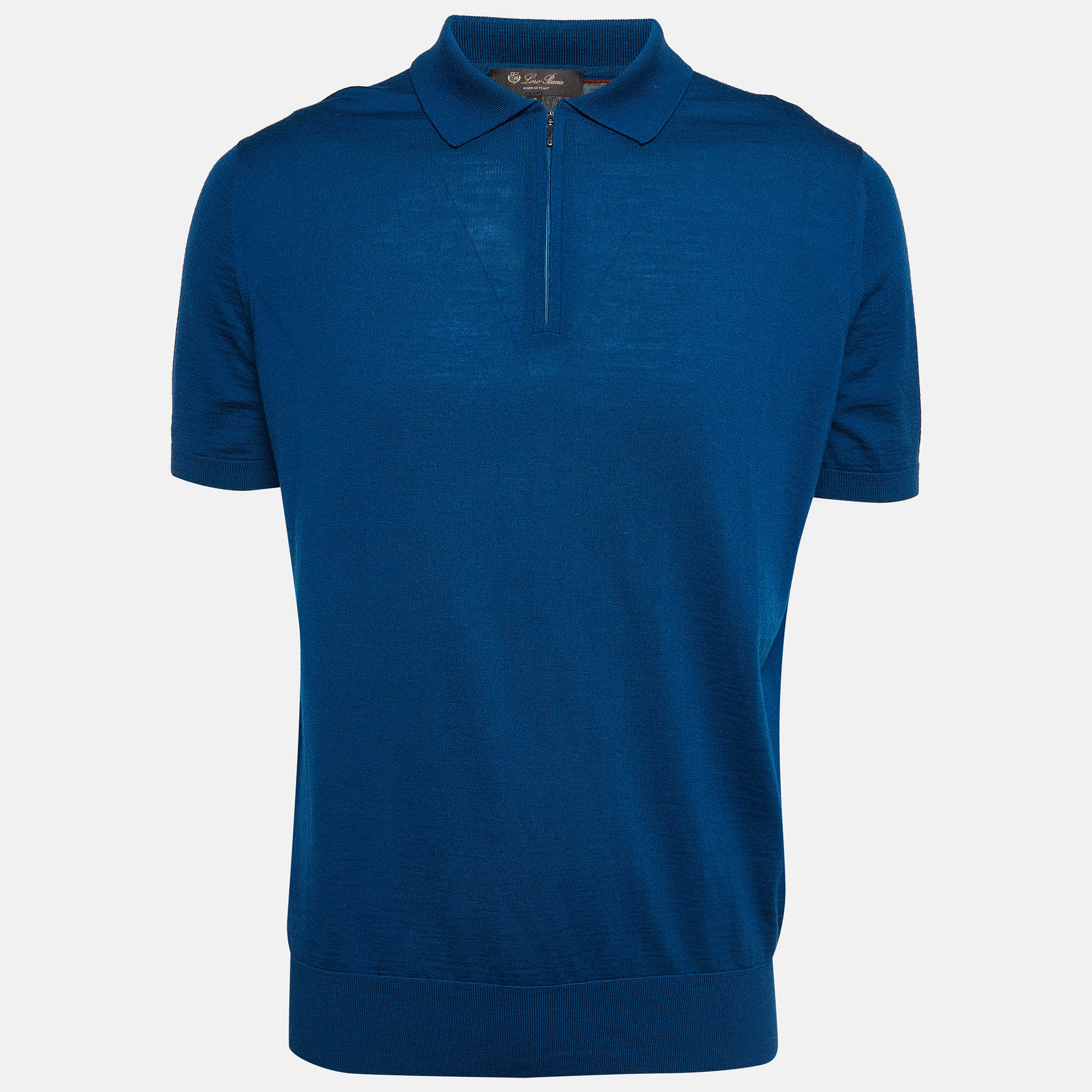 

Loro Piana Blue Knit Zipper Polo T-Shirt XL