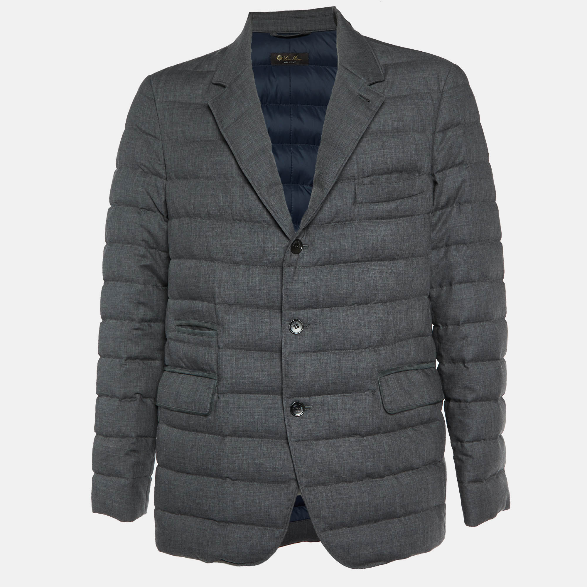 

Loro Piana Grey Cashmere Quilted Down Jacket L