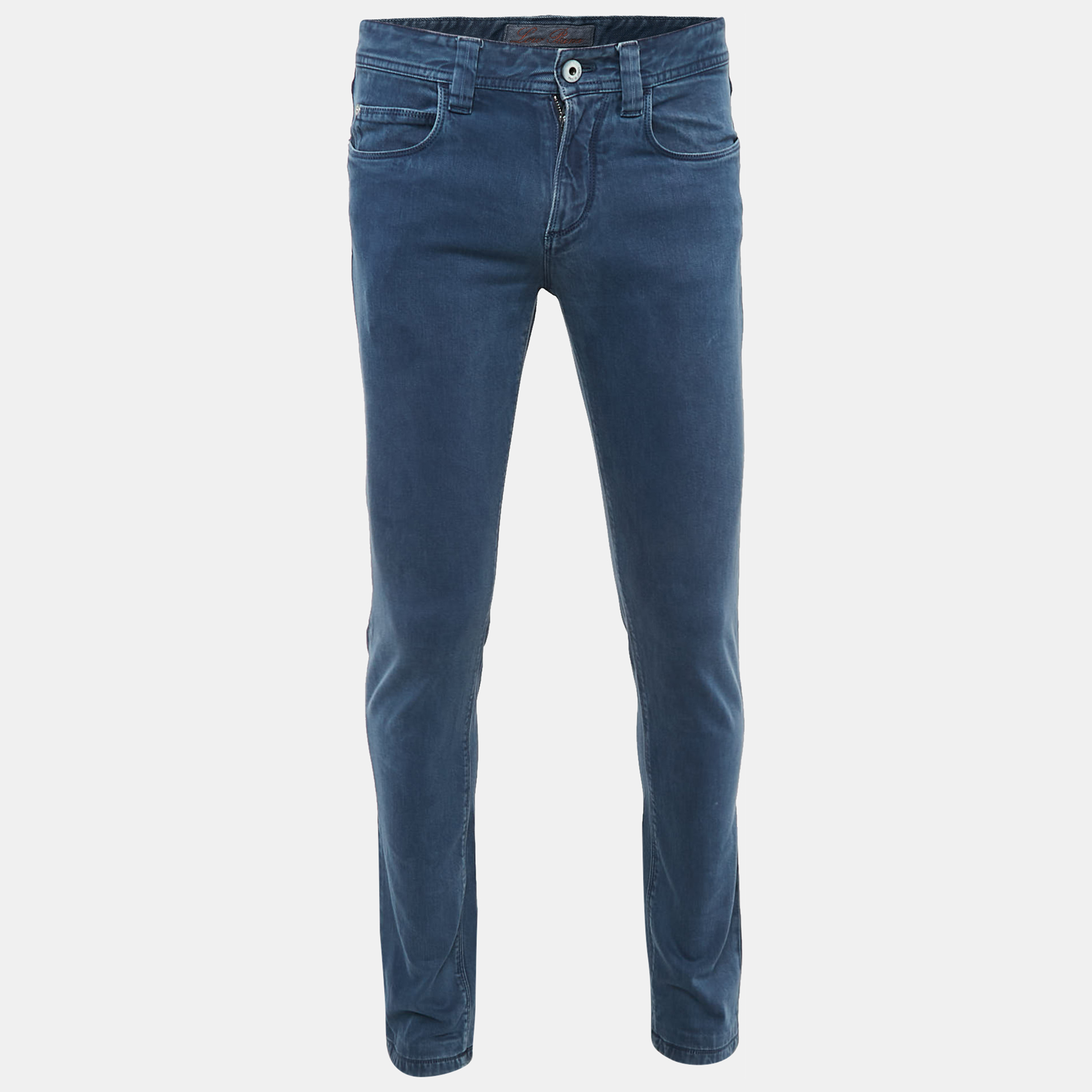 

Loro Piana Blue Cotton 5 Tasche Slim Pants M