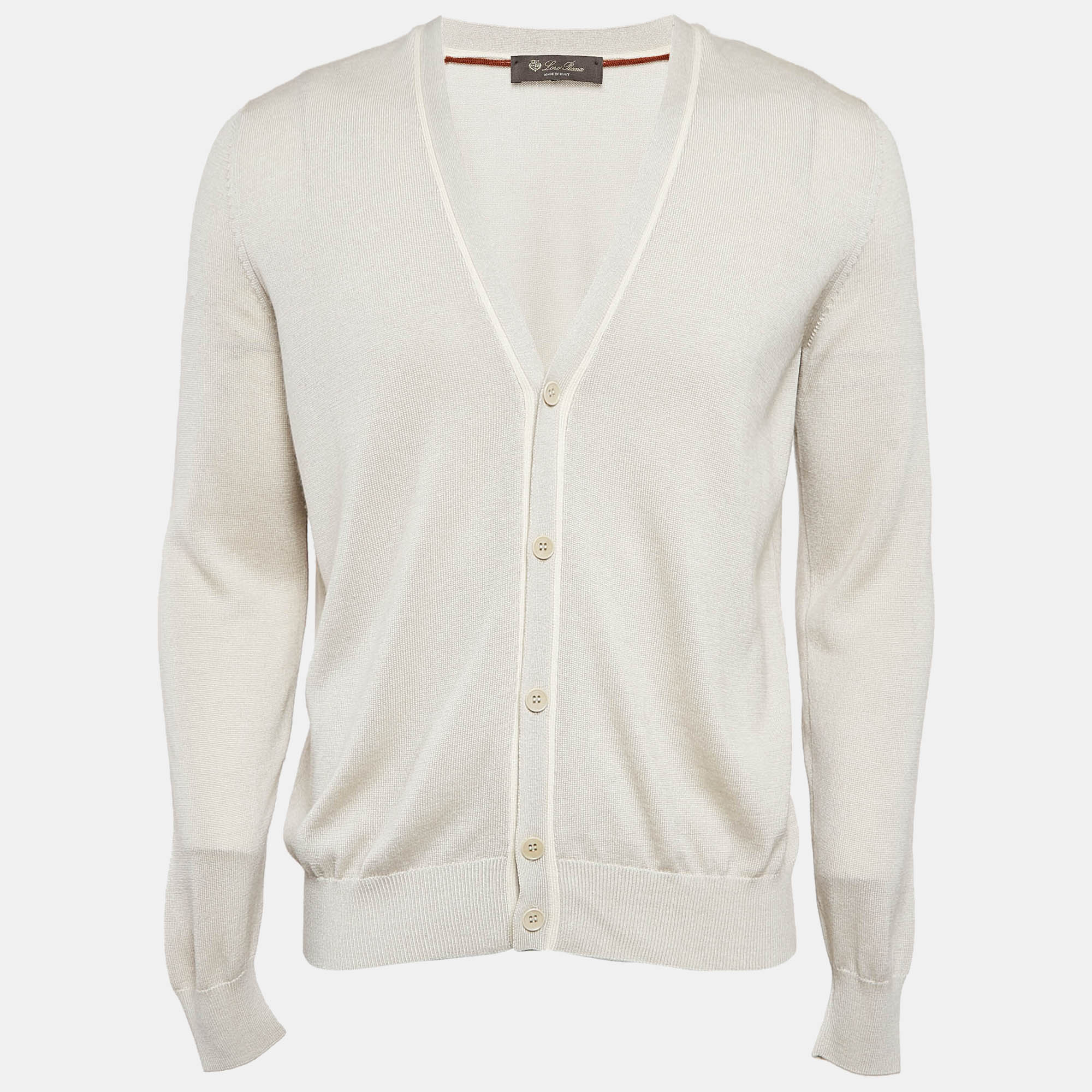 

Loro Piana Cream Cashmere Knit Button Front Cardigan