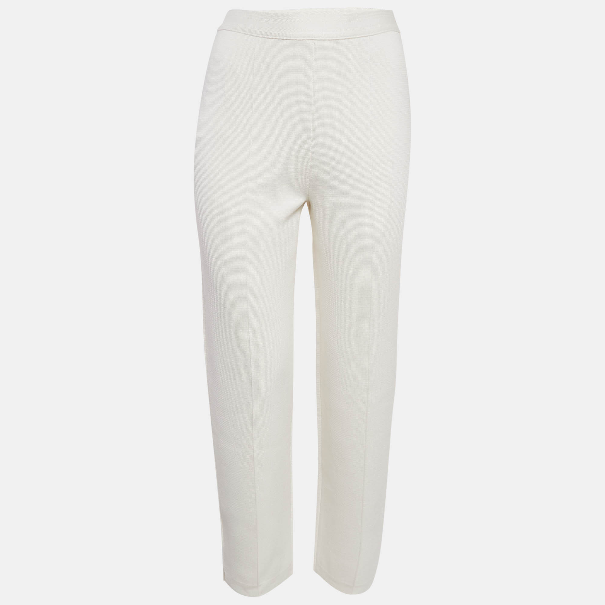 

Loro Piana Ivory Stretch Knit Trousers S, White