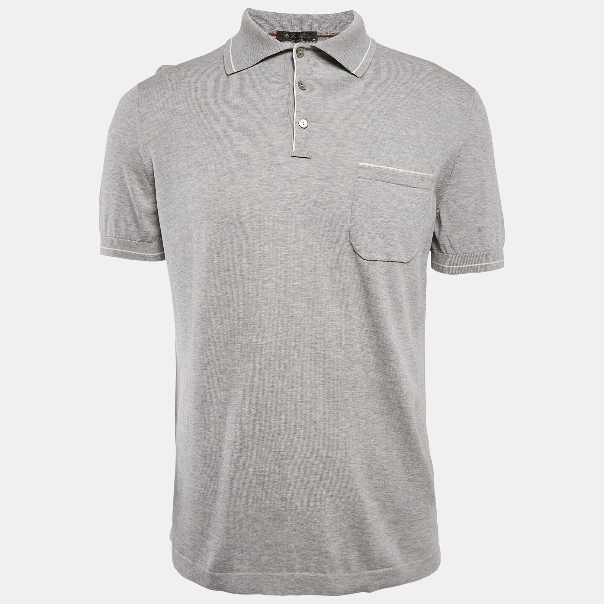 

Loro Piana Grey Cotton Polo T-Shirt M