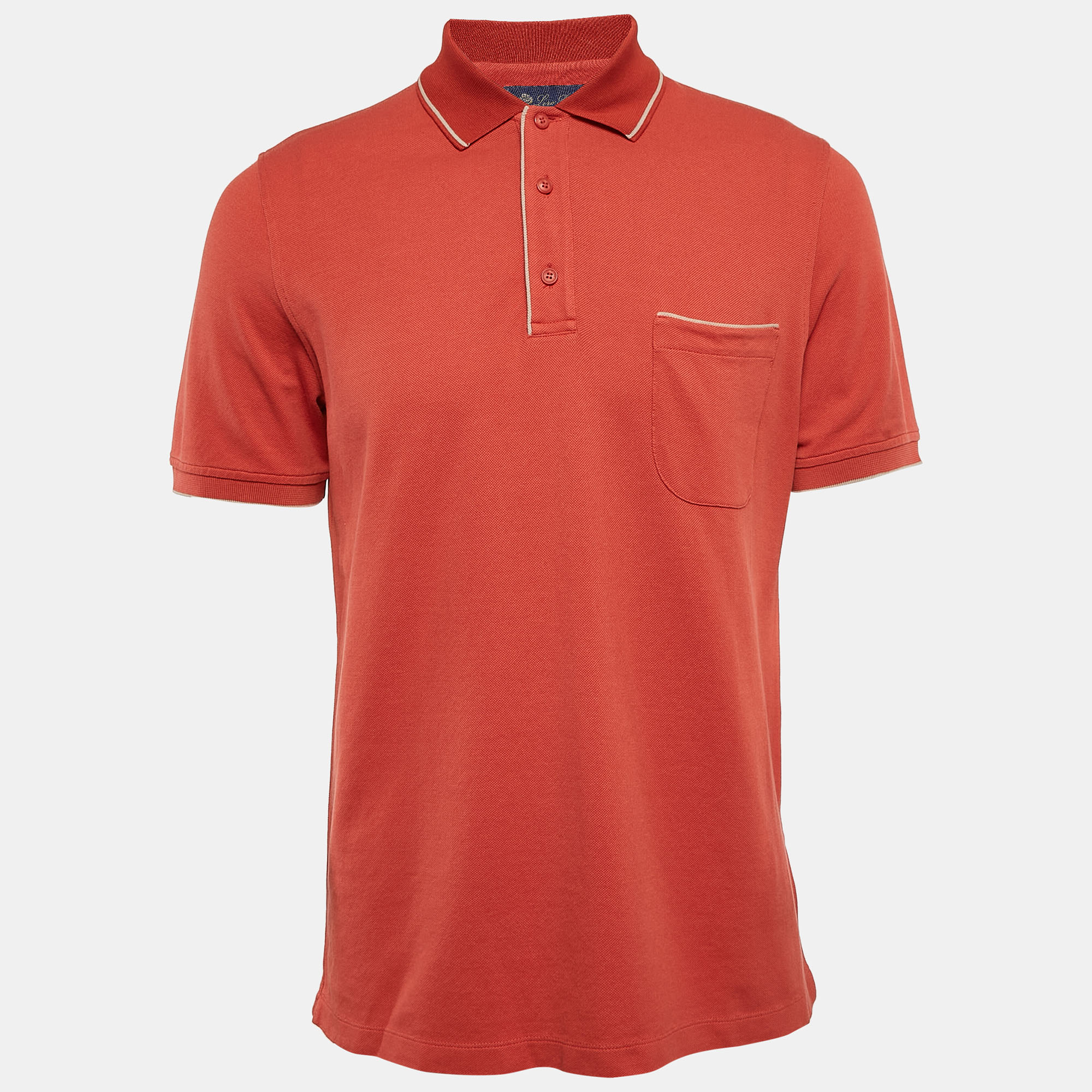 

Loro Piana Orange Pique Cotton Polo T-Shirt M