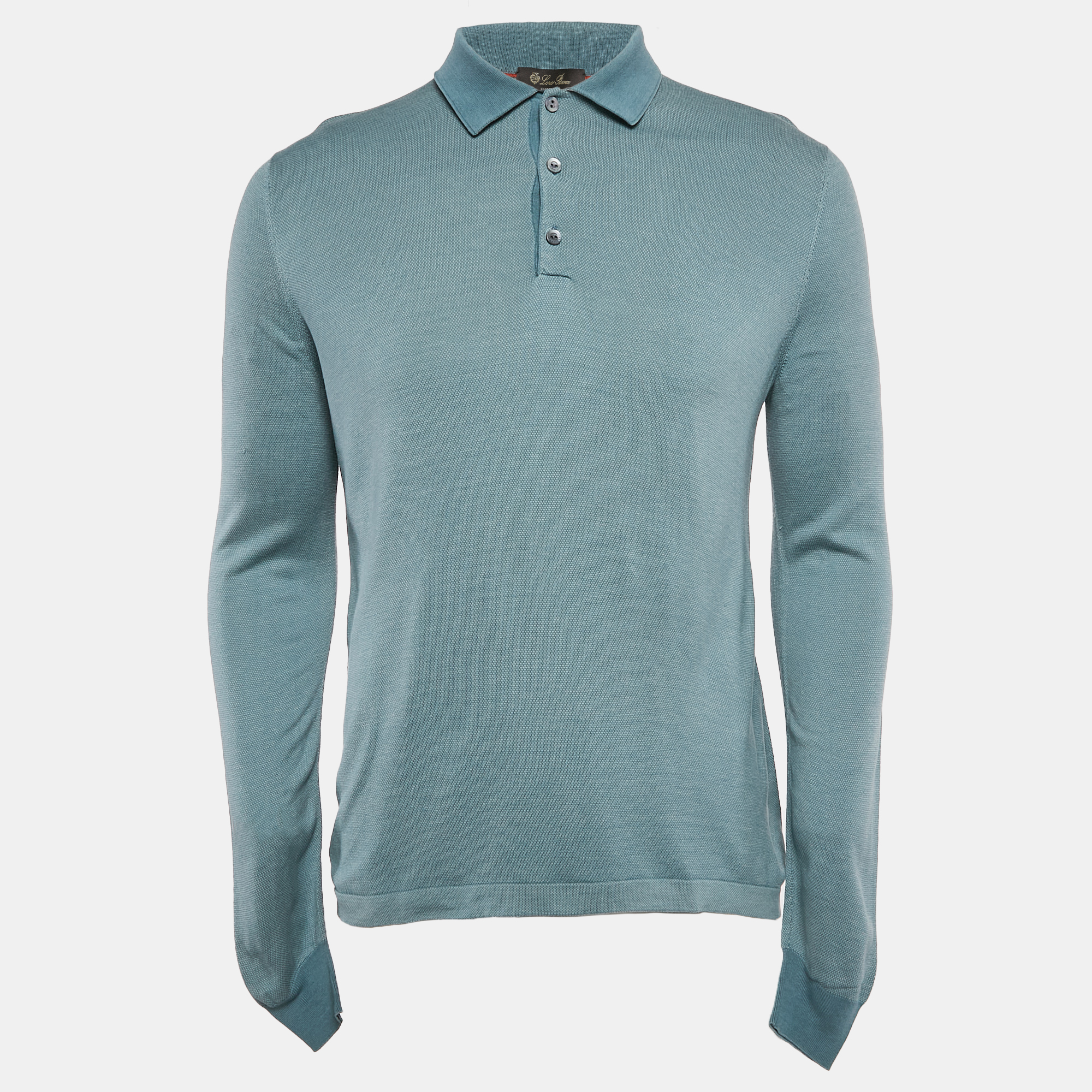 

Loro Piana Blue Silk Full Sleeve Polo T-Shirt L