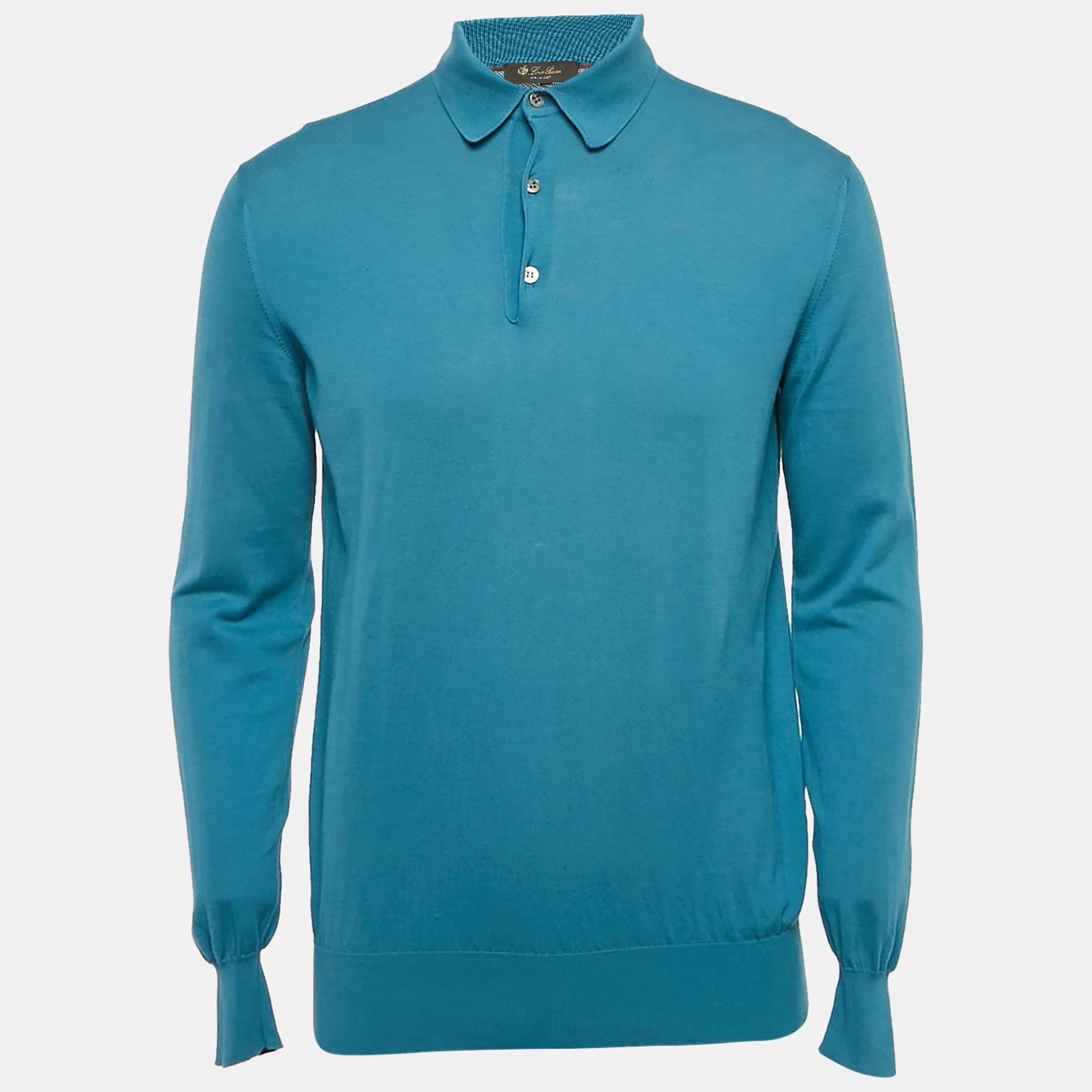 

Loro Piana Blue Cotton Full Sleeve Polo T-Shirt M