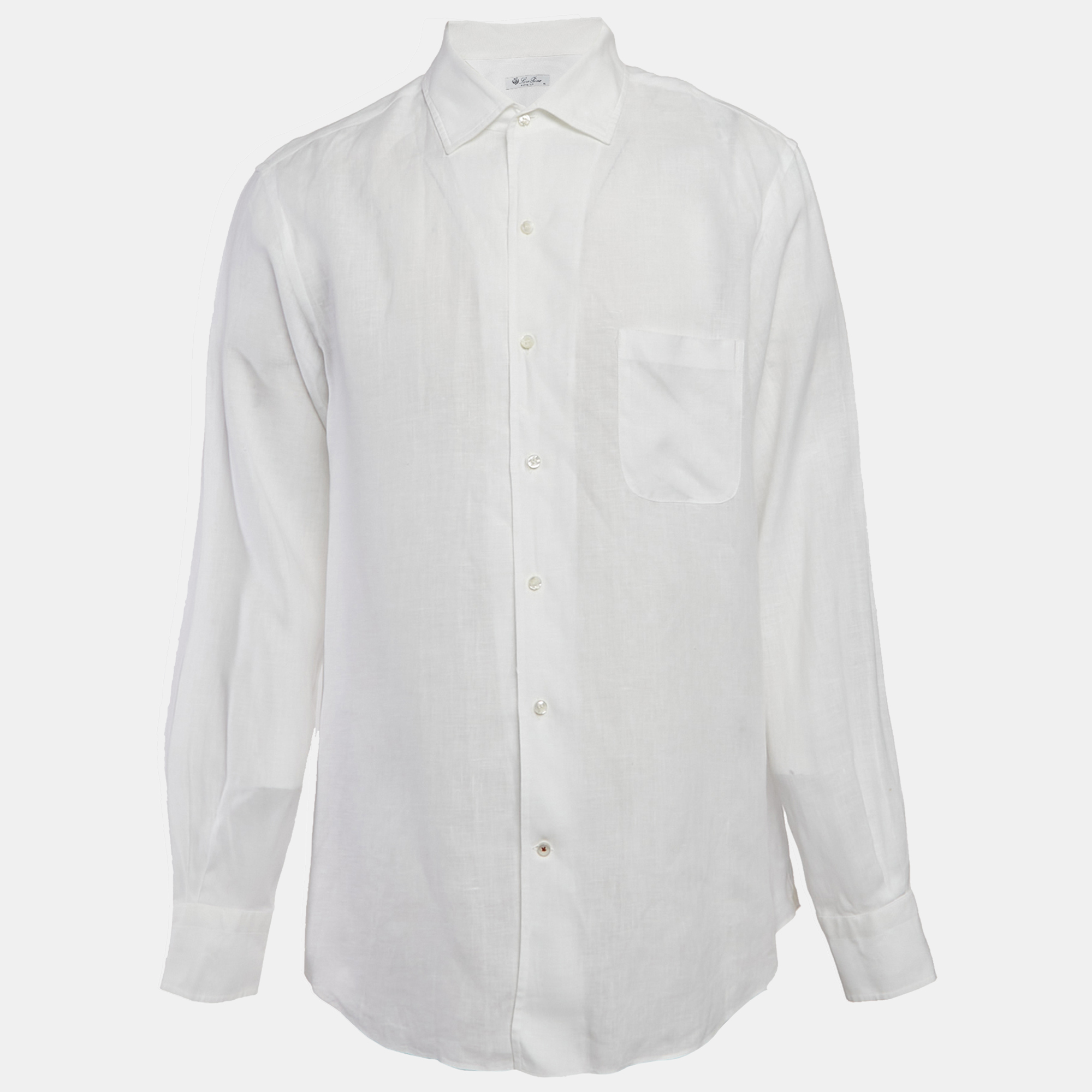 

Loro Piana White Linen Long Sleeve Shirt XL