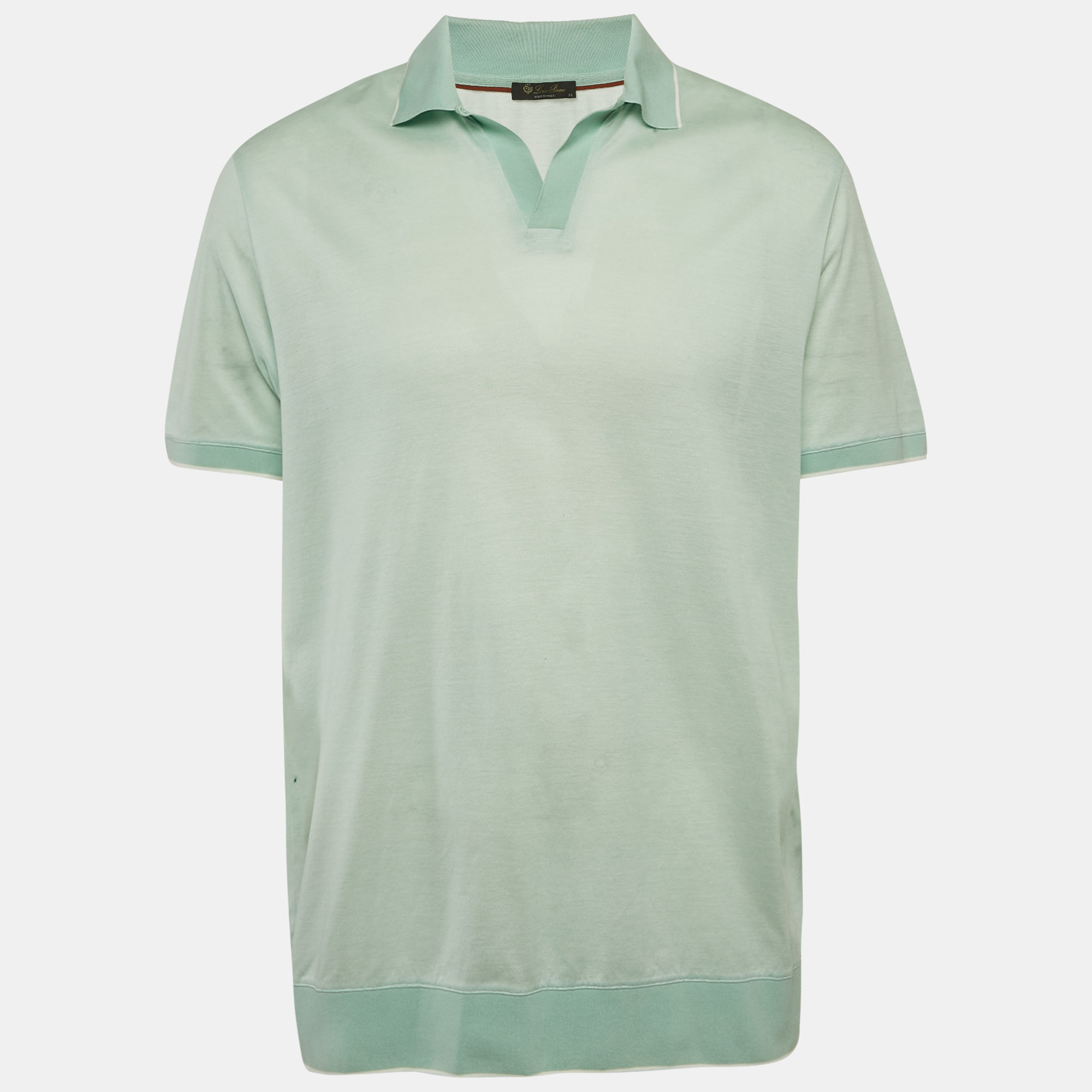 

Loro Piana Green Cotton Pique Polo T-Shirt XL