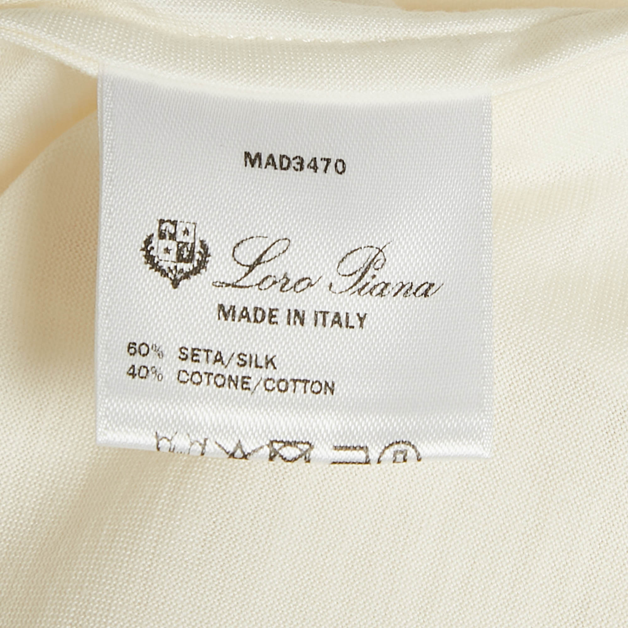 Loro Piana Off White Silk Jersey Crew Neck T-Shirt XXL 