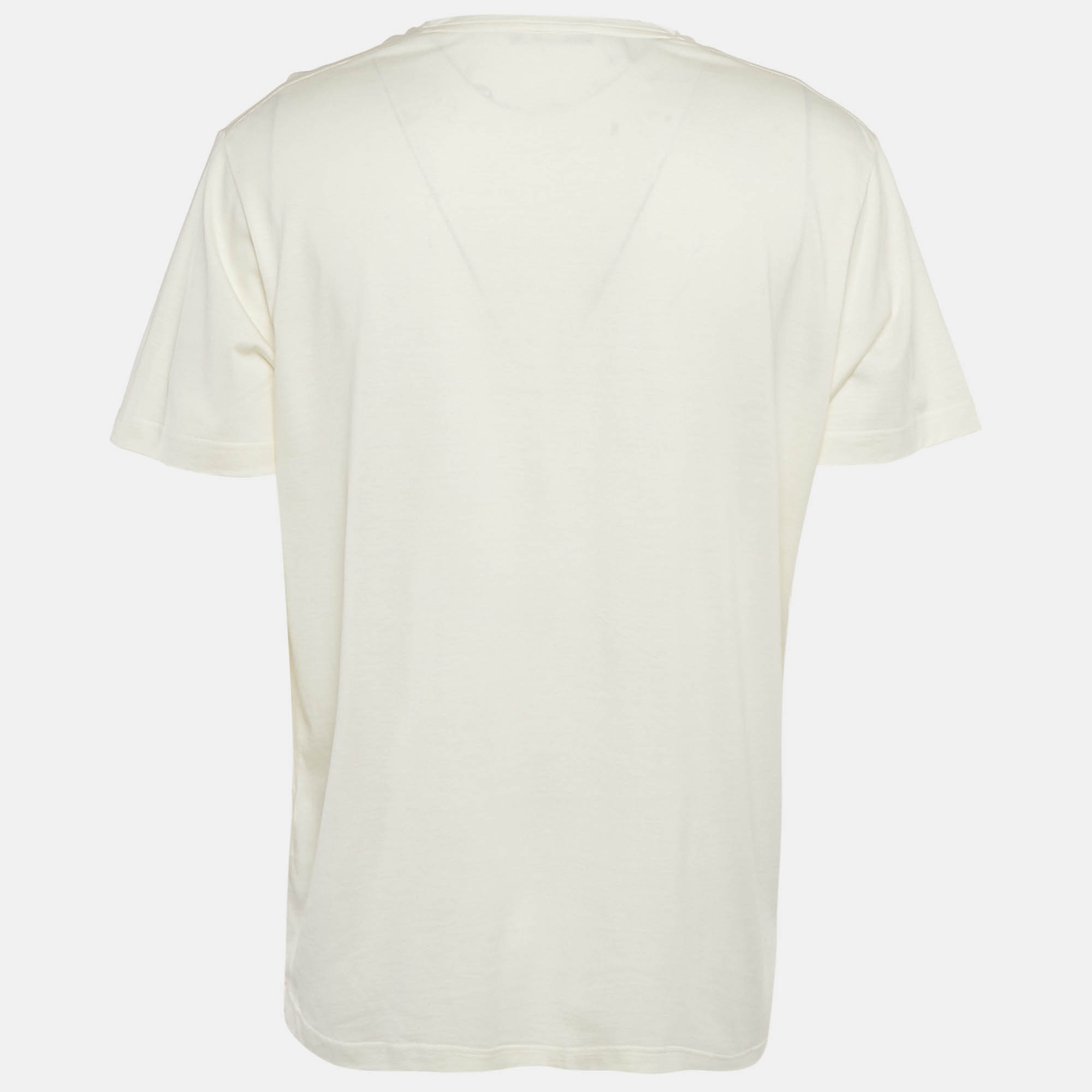 Loro Piana Off White Silk Jersey Crew Neck T-Shirt XXL 