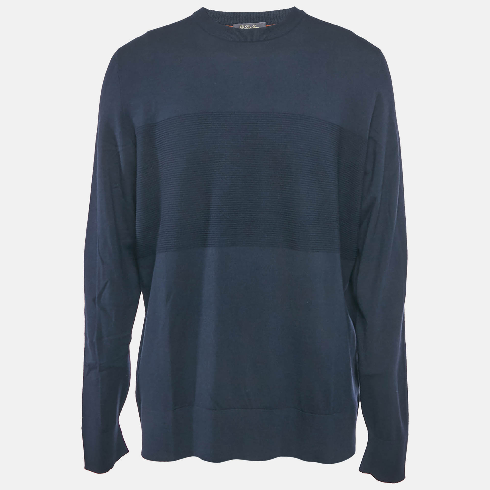 

Loro Piana Navy Blue Wool Crew Neck Sweater XXL