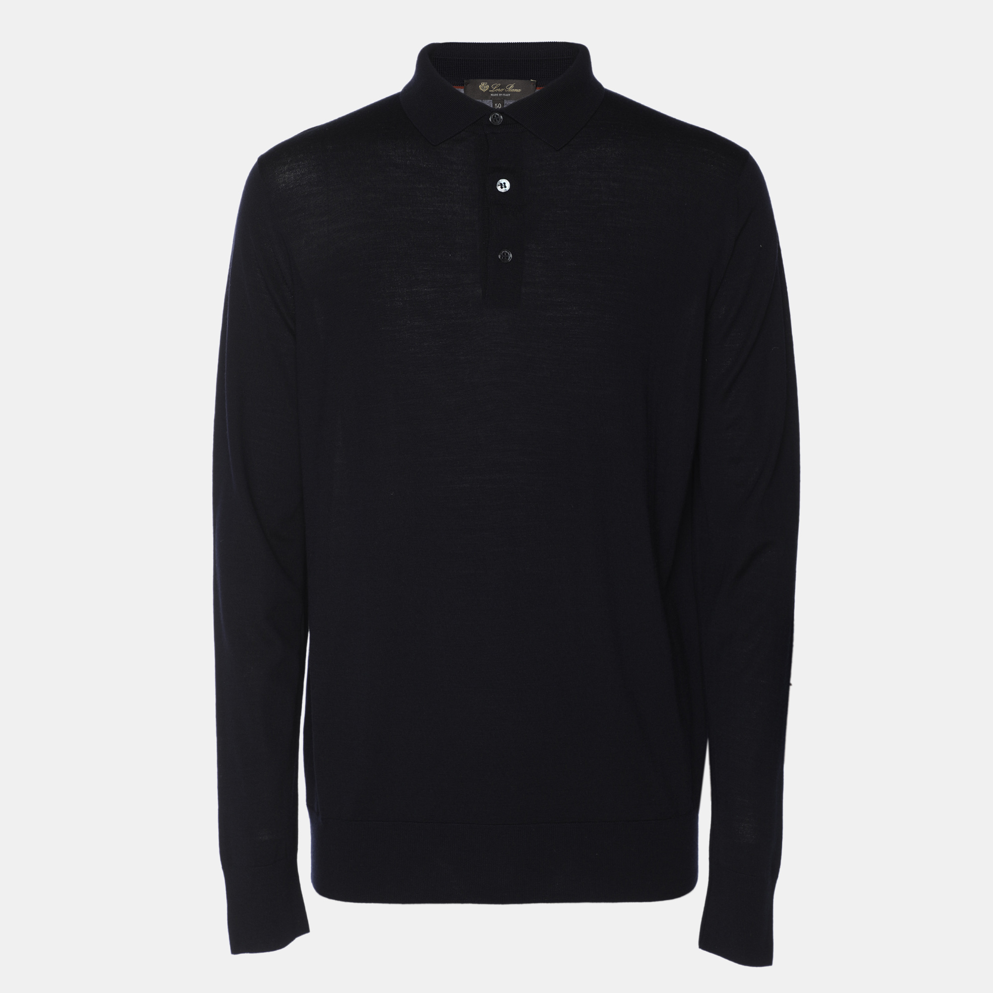 

Loro Piana Navy Blue Wool Long Sleeve Polo T-Shirt L