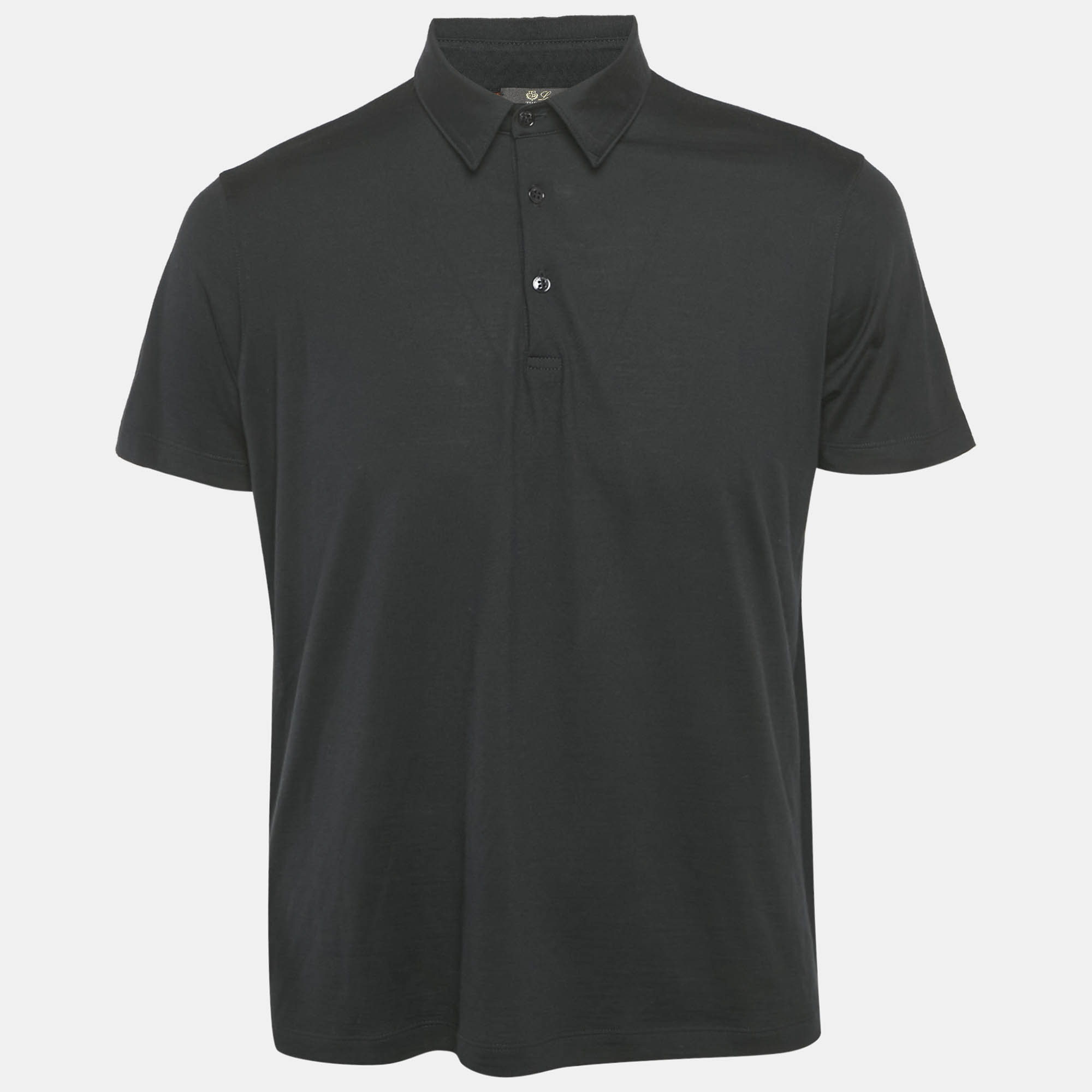 

Loro Piana The Gift of Kings Black Wool Polo T-Shirt L