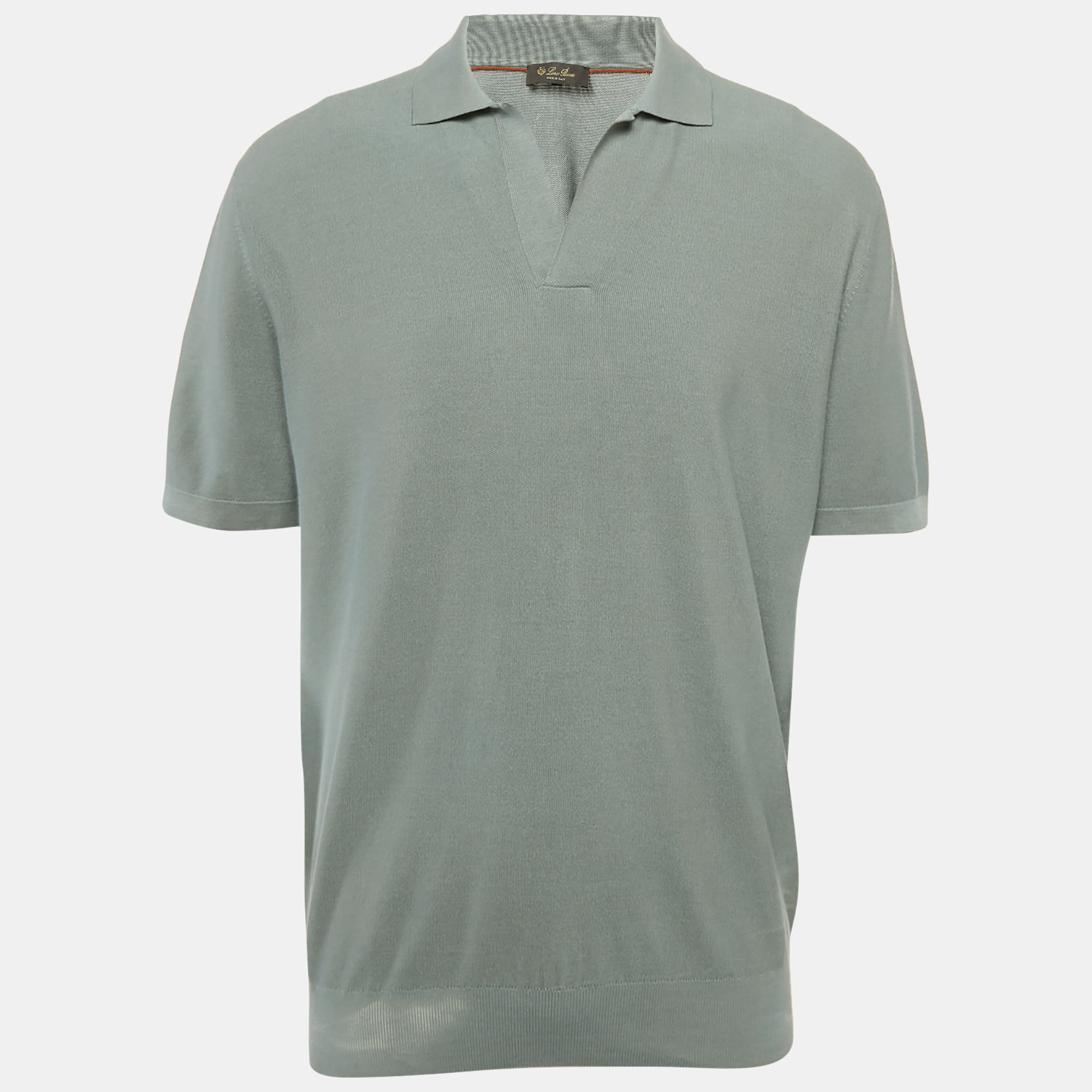

Loro Piana Light Blue Cotton Pique Polo T-Shirt XXL