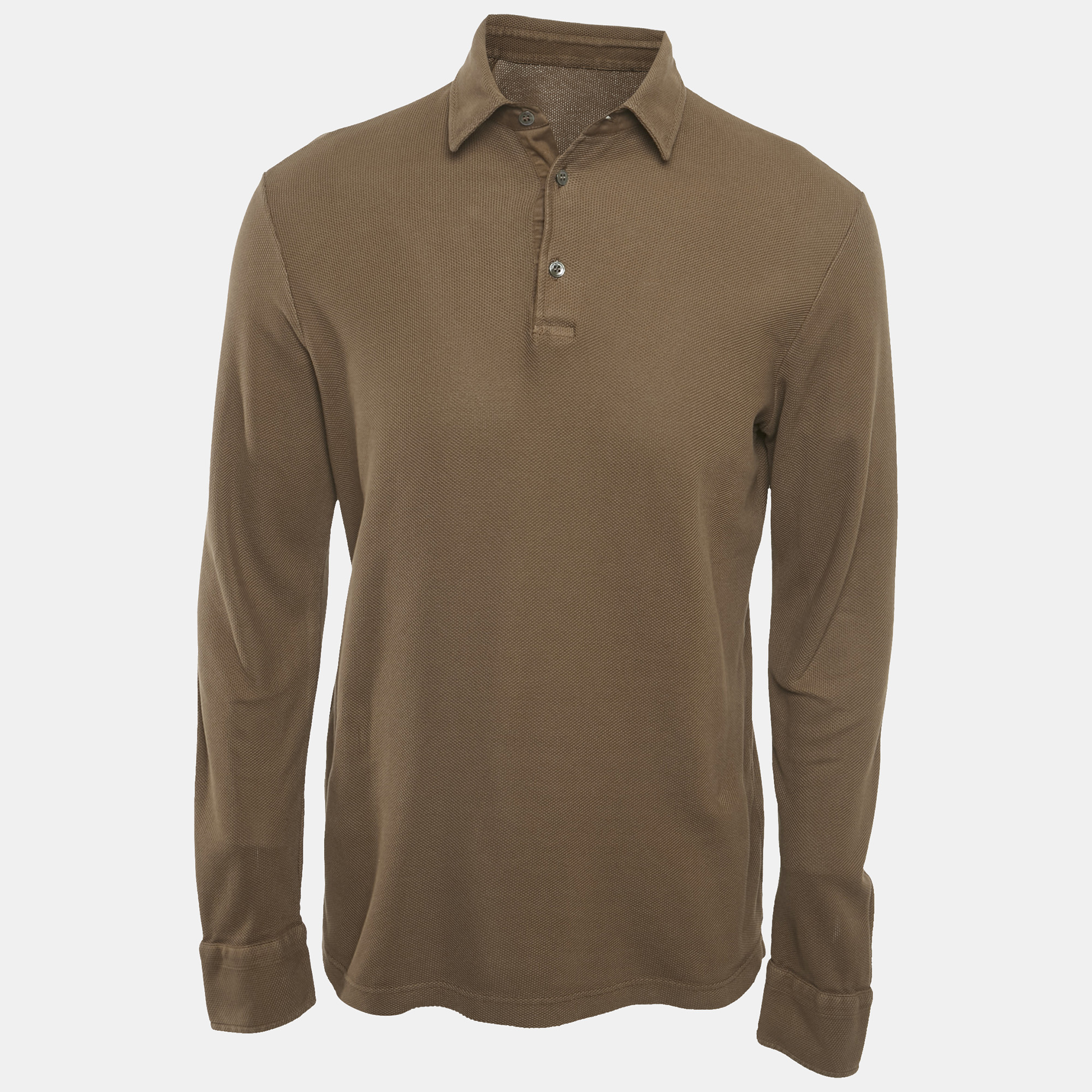 

Loro Piana Brown Cotton Pique Polo Long Sleeve T-Shirt L