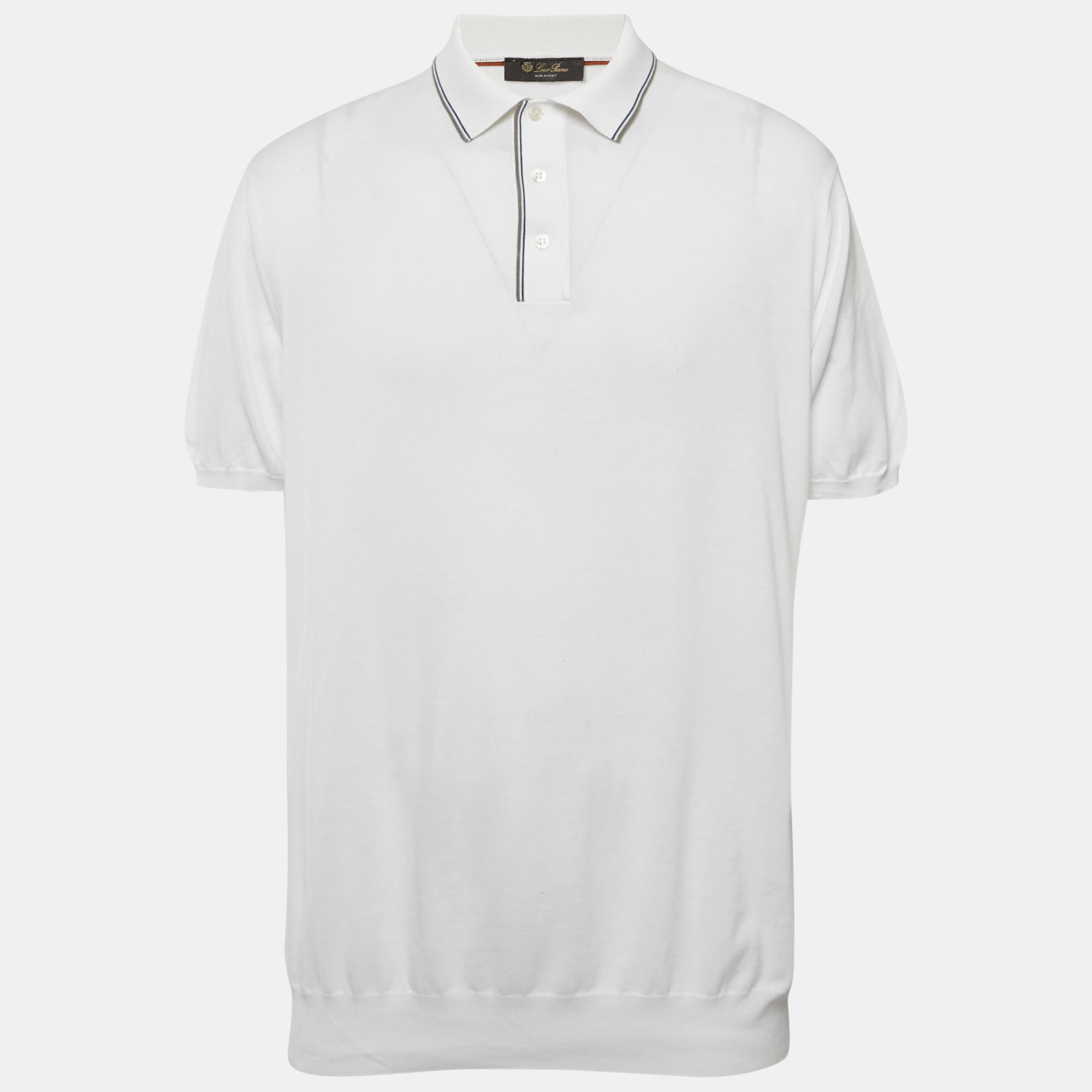 

Loro Piana White Cotton Jersey Polo T-Shirt 4XL, Beige