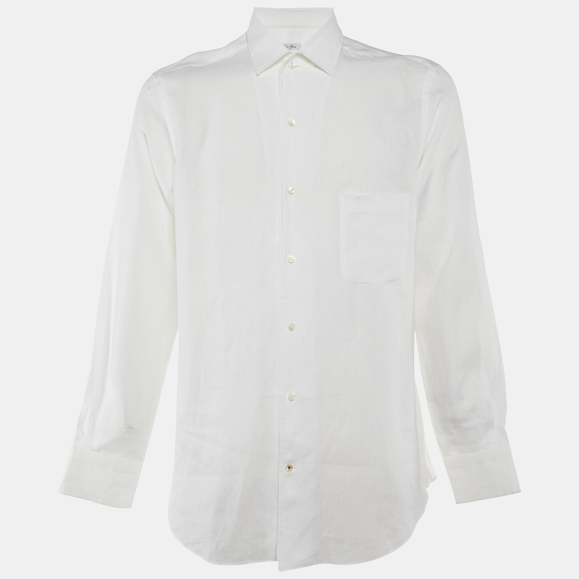 

Loro Piana White Linen Button Front Shirt L