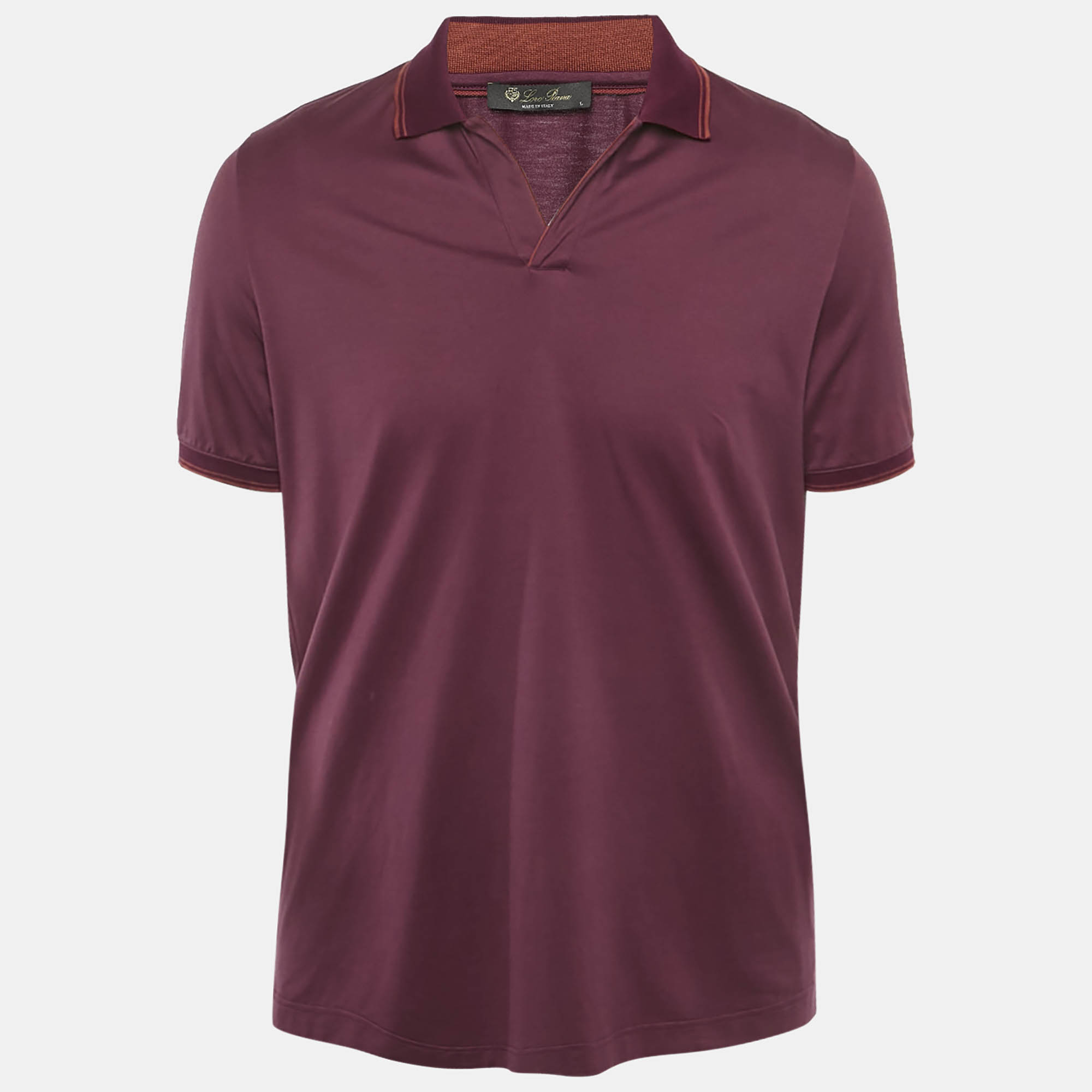 

Loro Piana Burgundy Cotton Polo T-Shirt L