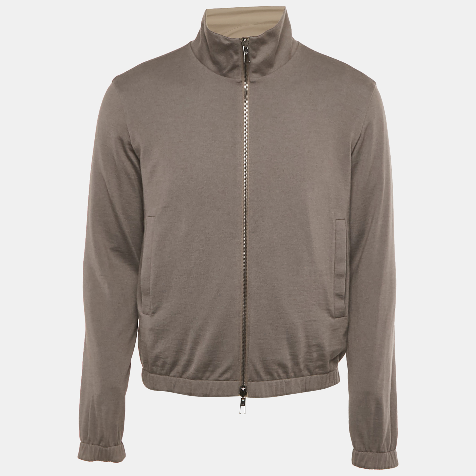 

Loro Piana Grey/Green Nylon and Cashmere Reversible Windmate Jacket S