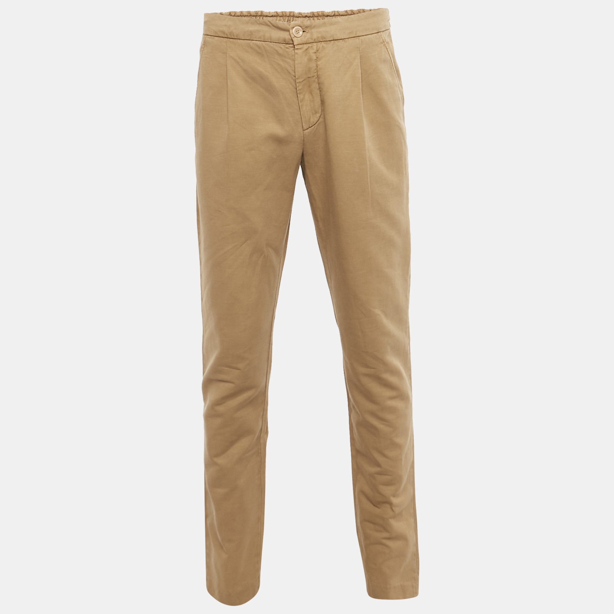 Pre-owned Loro Piana Camel Brown Cotton Pants M